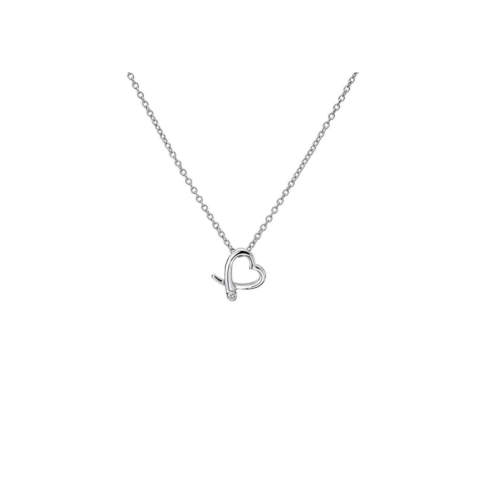 Lily And Lottie Designer Silver And Diamond Classic Open Heart Necklace Pertaining To Best And Newest Sparkling Open Heart Necklaces (View 18 of 25)