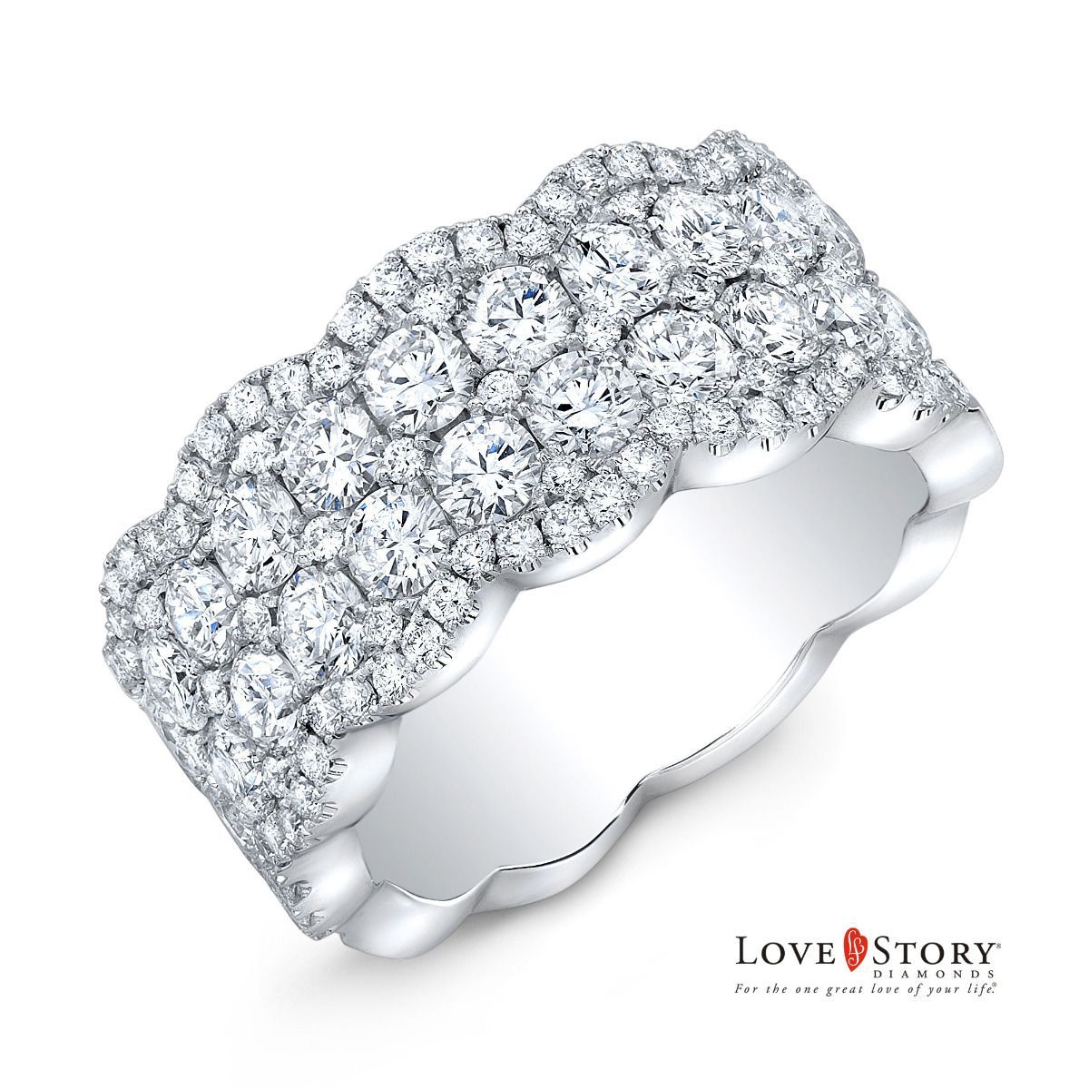 Love Story® Multi Row Diamond Anniversary Band In 14k White Gold, 1 1/2ctw In Newest Diamond Seven Row Anniversary Rings In White Gold (View 24 of 25)