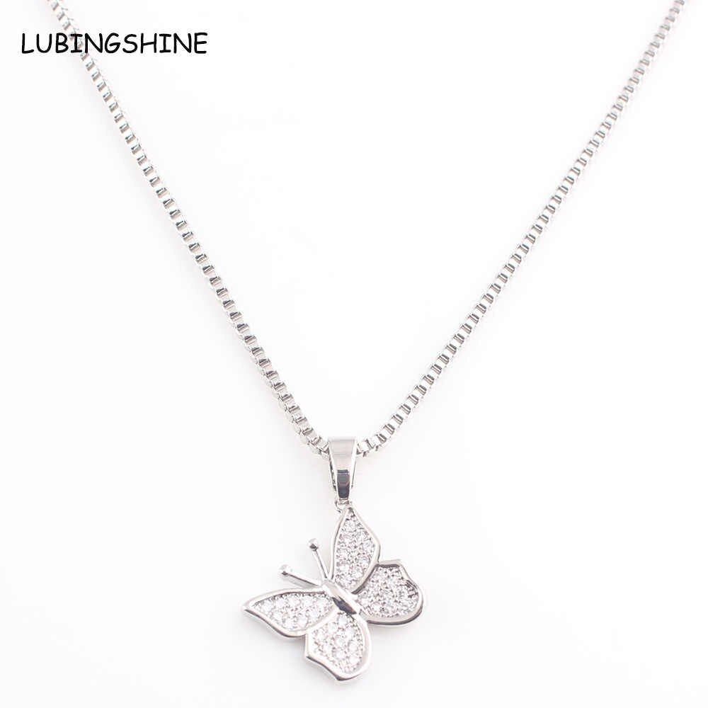 Lubingshine Pave Crystal Butterfly Pendant Necklace For Women Female  Jewelry Gift Cubic Zirconia Copper Chain Necklaces For Girl Intended For Most Recent Pavé Butterfly Pendant Necklaces (View 7 of 25)
