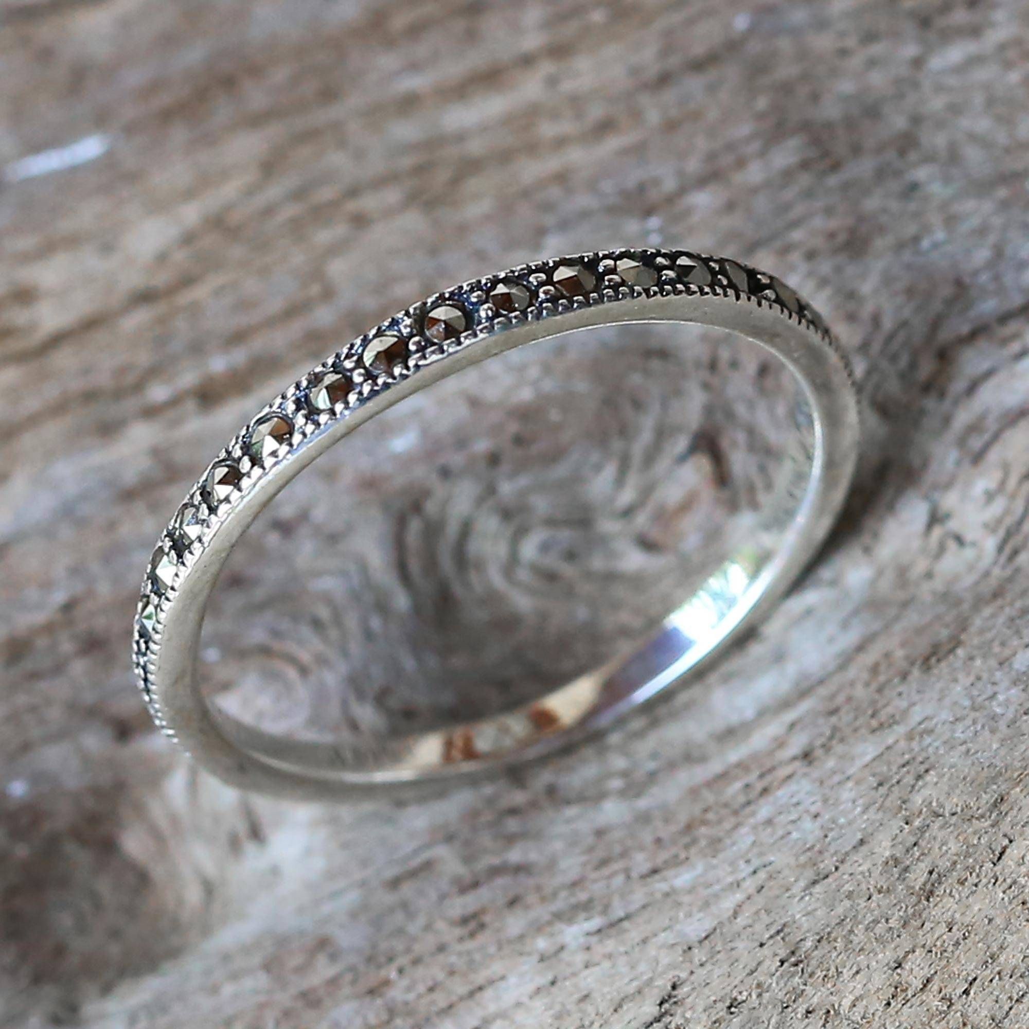 Marcasite And Sterling Silver Band Ring From Thailand, 'glistening Road' In Most Current Simple Sparkling Band Rings (View 17 of 25)