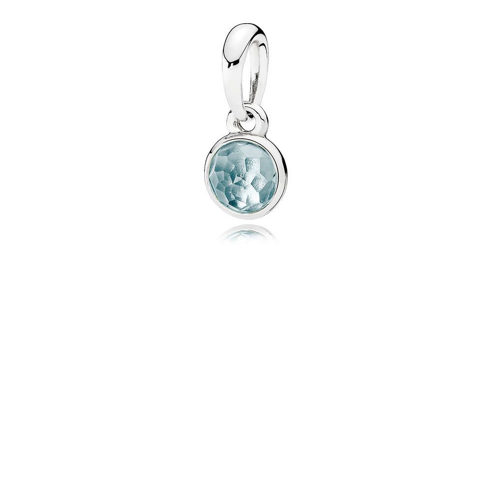 March Droplet Pendant, Aqua Blue Crystal | Pandora Jewelry Us Within Current Grey Moonstone June Droplet Pendant Necklaces (View 1 of 25)