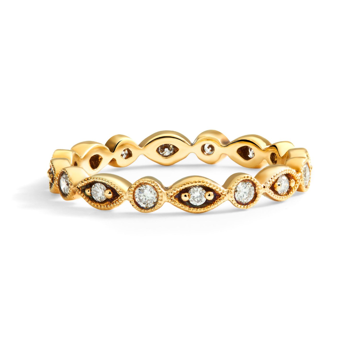 Marquise And Dot Diamond Milgrain Eternity Ring In 18k Yellow Gold ( (View 21 of 25)