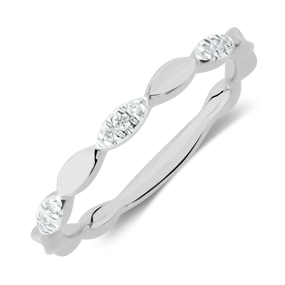 Marquise Stacker Ring With Diamonds In 10ct White Gold For Most Up To Date Diamond Layered Anniversary Bands In White Gold (View 17 of 20)