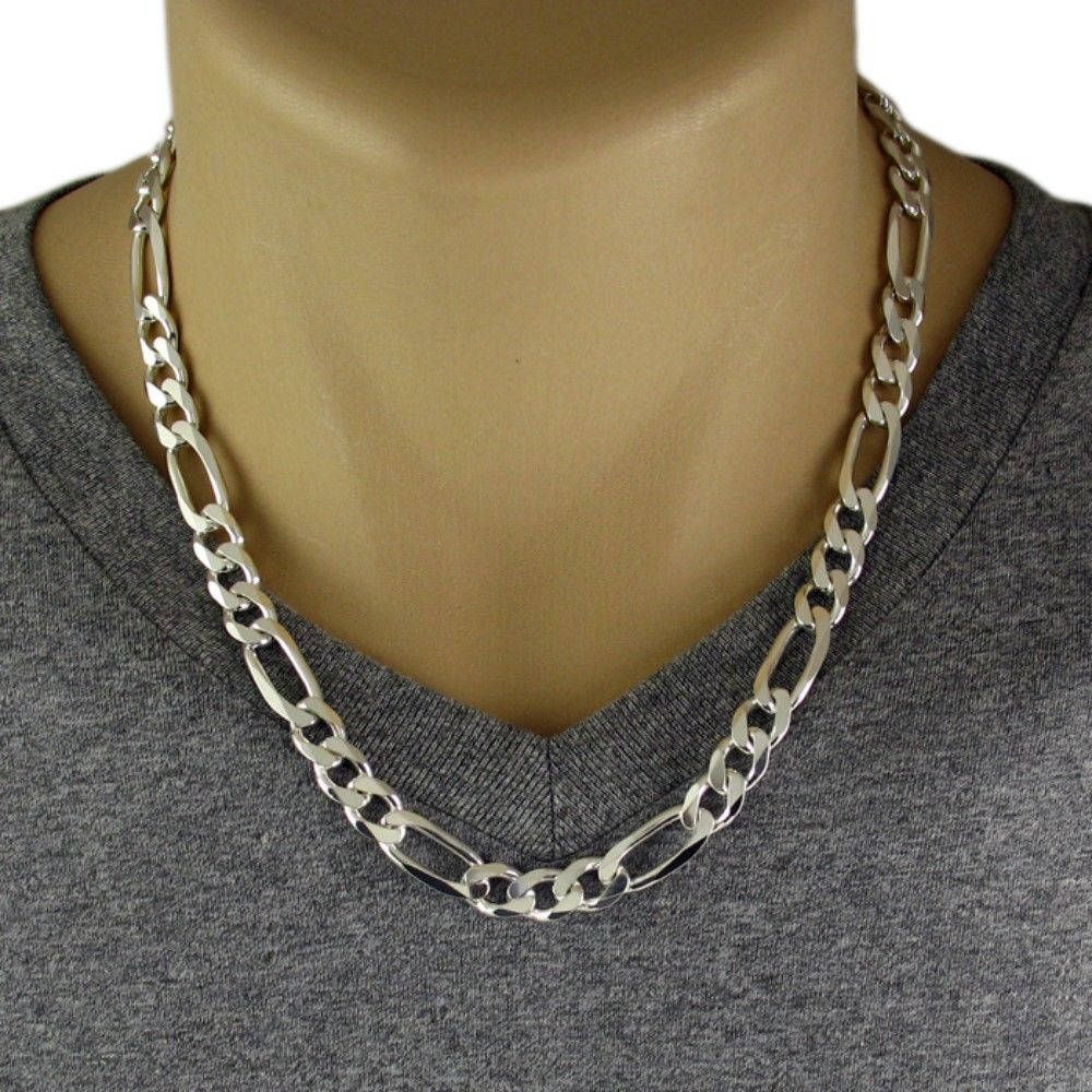 Men's 925 Sterling Silver Figaro Chain Necklace – 250 Gauge 10 Mm Pertaining To Recent Classic Figaro Chain Necklaces (Photo 25 of 25)