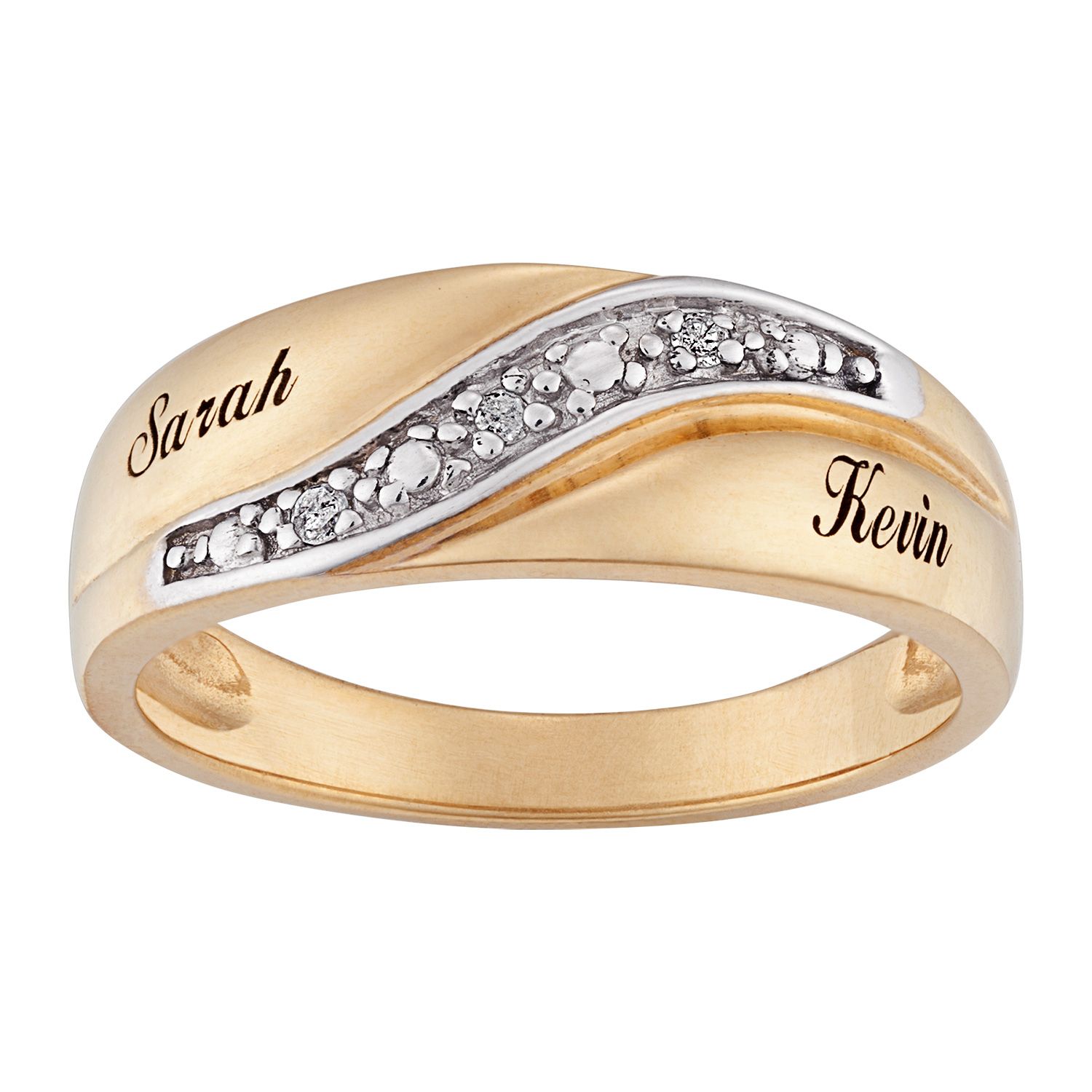 Men's Diamond Accent Wedding Band In Sterling Silver With 18k Gold Plate (2  Names)|gordon's Jewelers Throughout Best And Newest Diamond Accent Anniversary Bands In Sterling Silver (View 8 of 25)