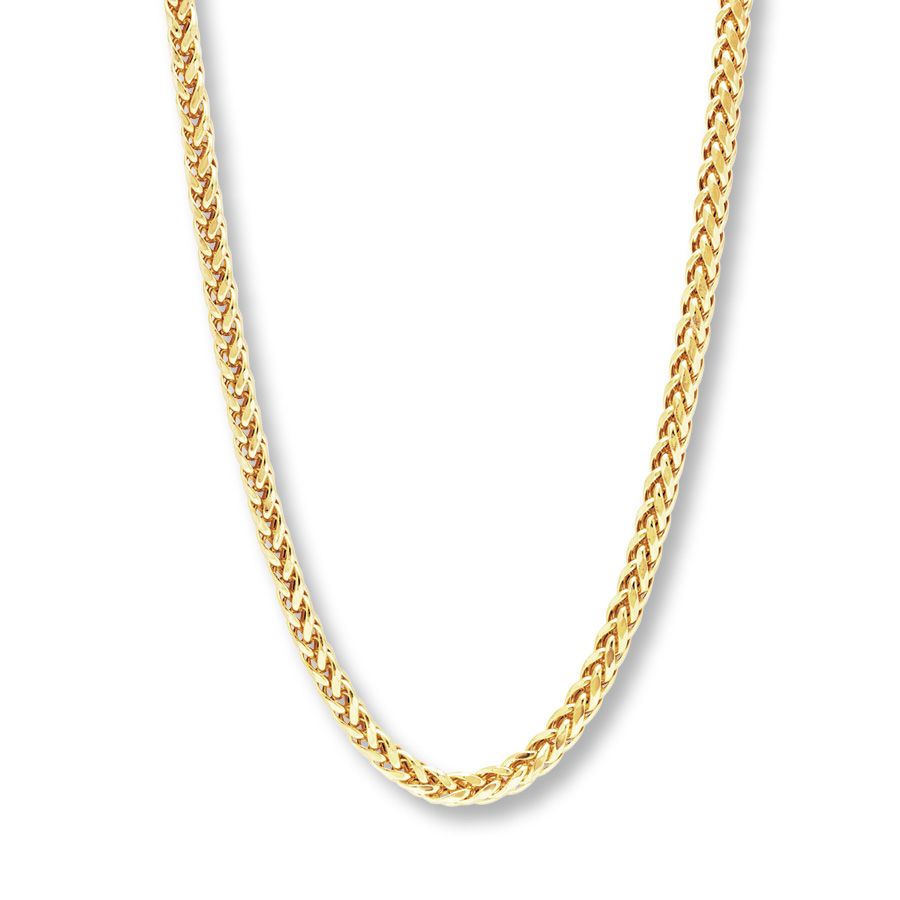 Men's Necklace Wheat Chain 10k Yellow Gold Intended For 2019 Wheat Pendant Necklaces (View 16 of 25)