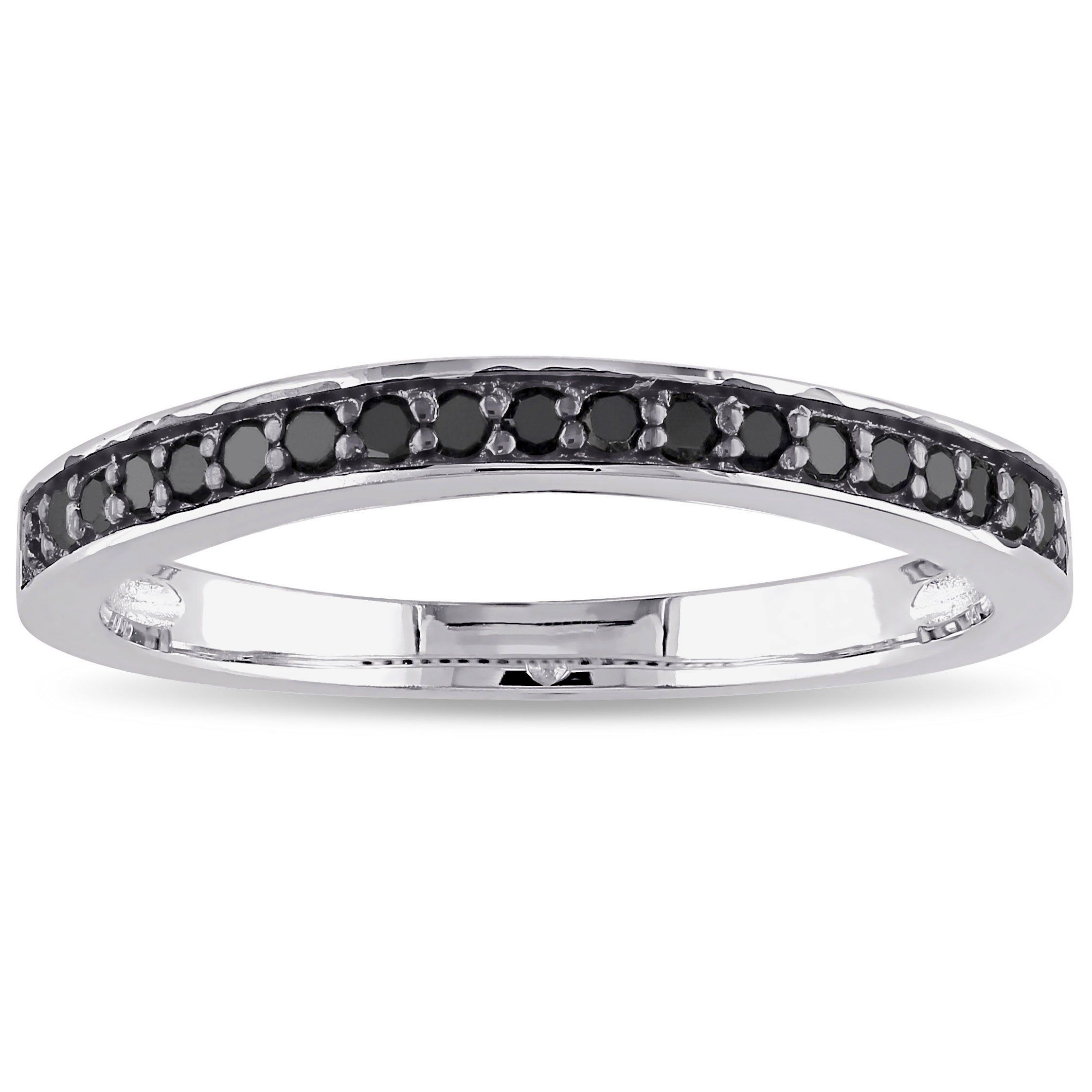 Miadora Sterling Silver 1/5ct Tdw Black Diamond Anniversary Style Stackable  Wedding Band Ring Intended For Best And Newest Enhanced Black And White Diamond Vintage Style Anniversary Bands In Sterling Silver (View 4 of 25)