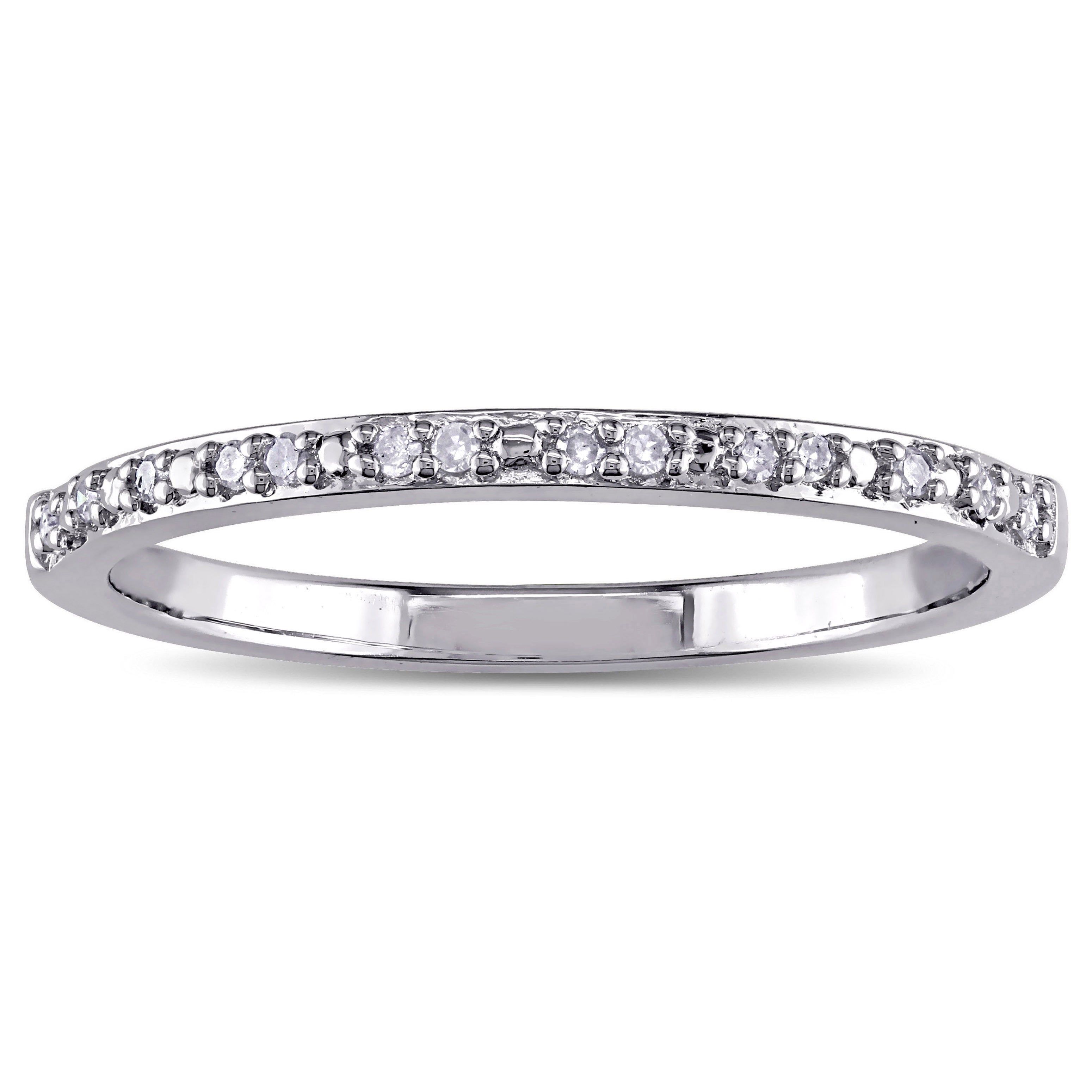 Miadora Sterling Silver Diamond Accent Wedding Band – White Regarding Current Diamond Accent Anniversary Bands In Sterling Silver (View 10 of 25)