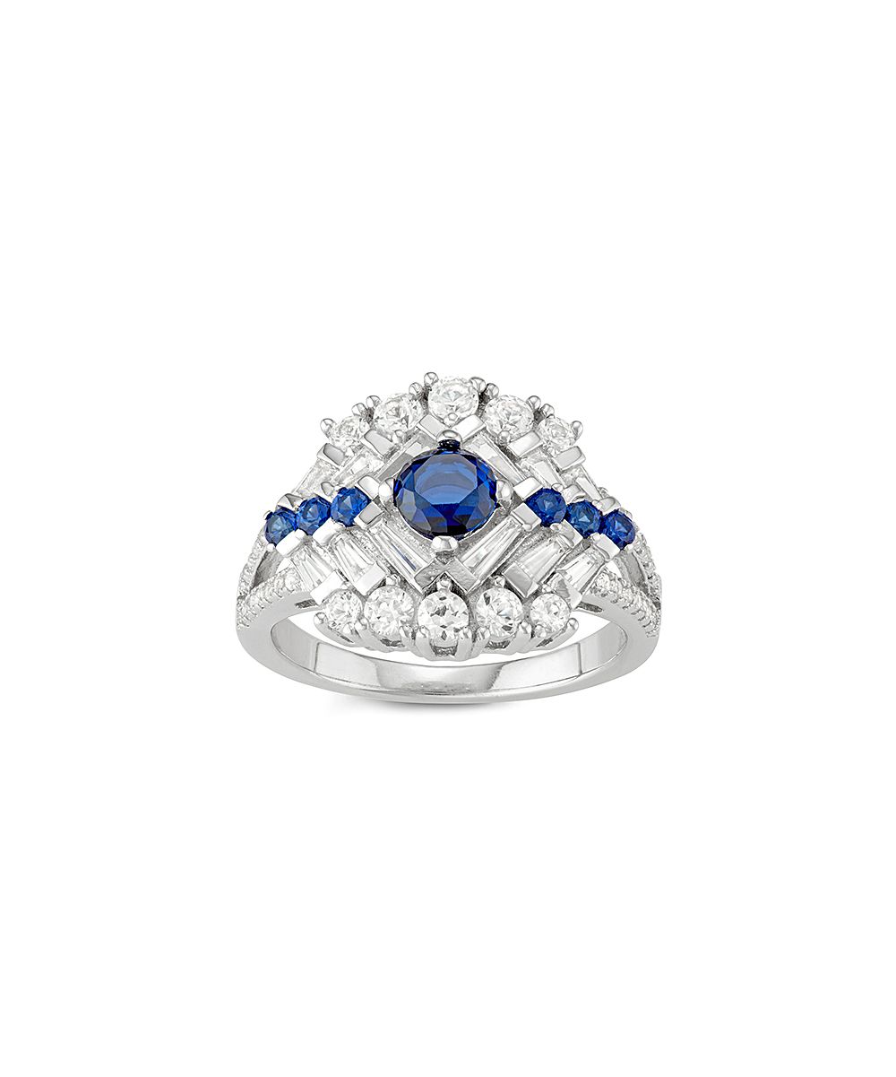 Michelle Lee Blue & White Sapphire Baguette Cut Statement Ring Regarding Most Up To Date Blue Sparkling Crown Rings (View 22 of 25)