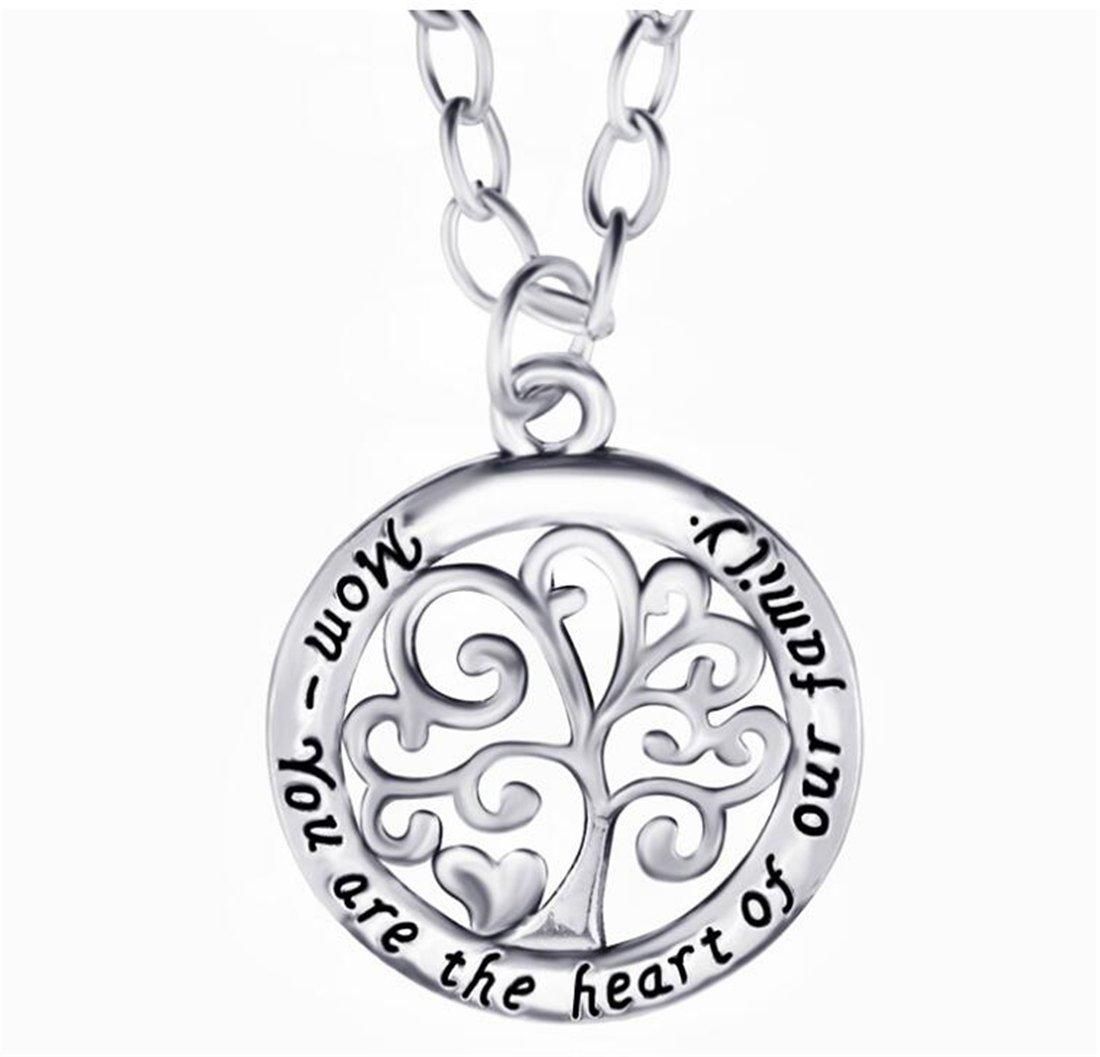 Mom You Are The Heart Of Our Family Reversible Family Tree Pendant Necklace With Recent Family Tree Heart Pendant Necklaces (View 18 of 25)