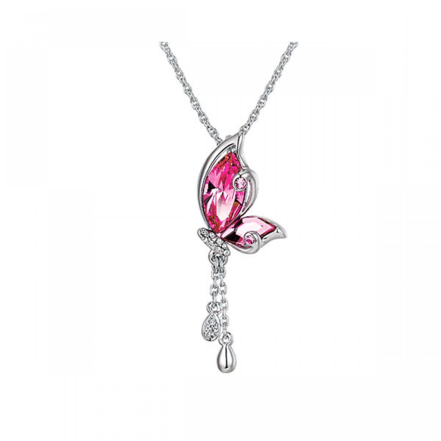 Monemel Swarovski Elements Pink Butterfly Necklace – Fiyatı – 350,00tl Inside Most Up To Date Pink Butterfly Locket Element Necklaces (View 6 of 25)