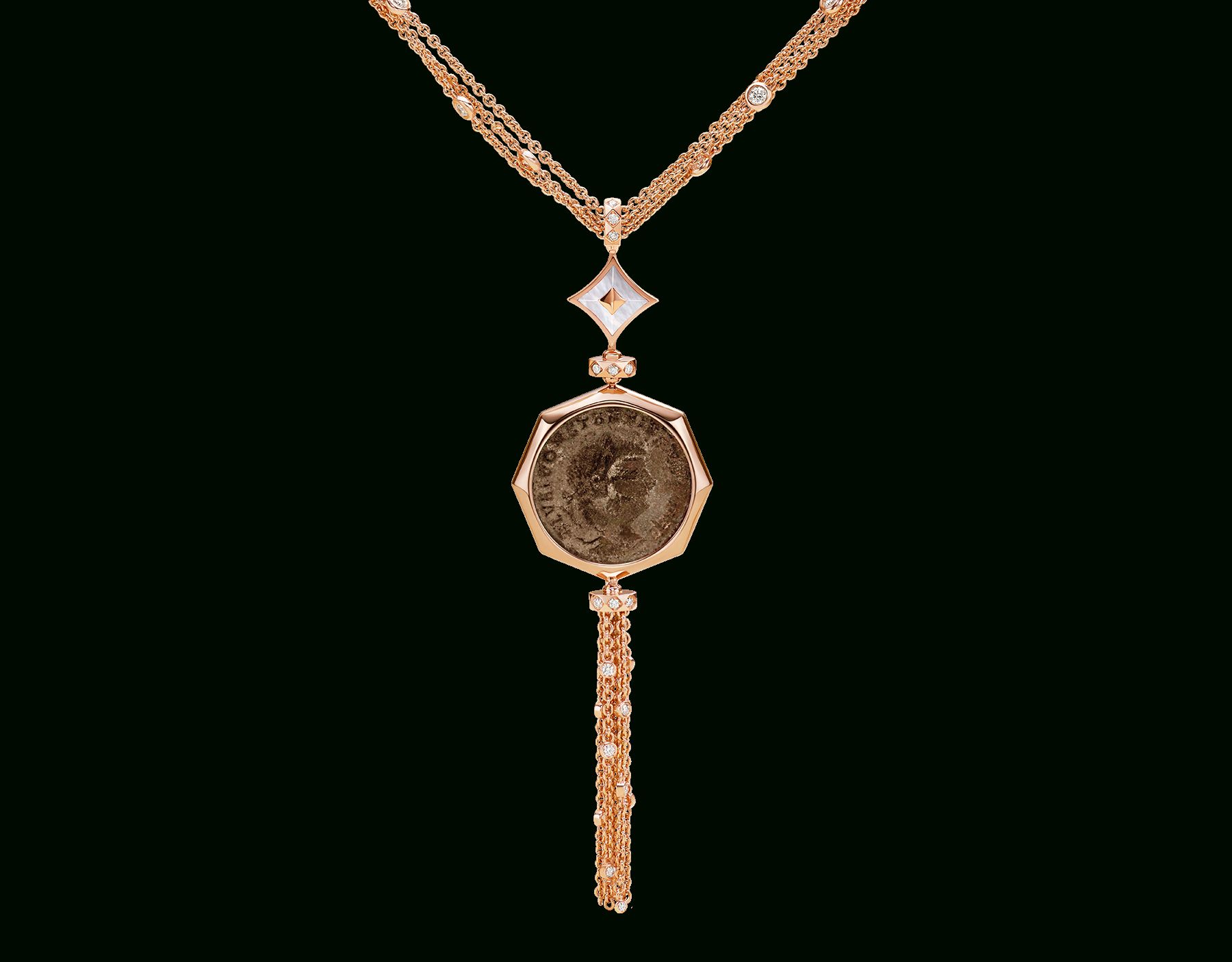 Monete Necklace 355982 | Bvlgari Regarding Best And Newest Pavé Locket Element Necklaces (View 21 of 25)