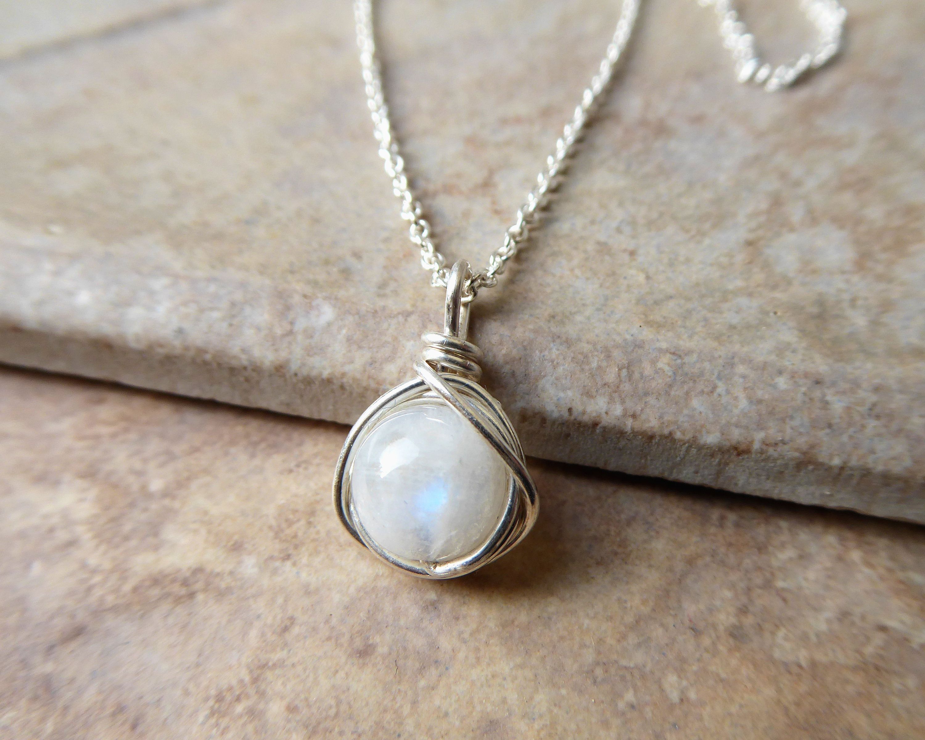 Moonstone Necklace, Rainbow Moonstone Pendant Necklace, Moonstone  Jewellery, June Birthstone, Bridesmaids Gifts, Birthday Gift, Wife Gift Regarding Most Recent Grey Moonstone June Droplet Pendant Necklaces (View 6 of 25)