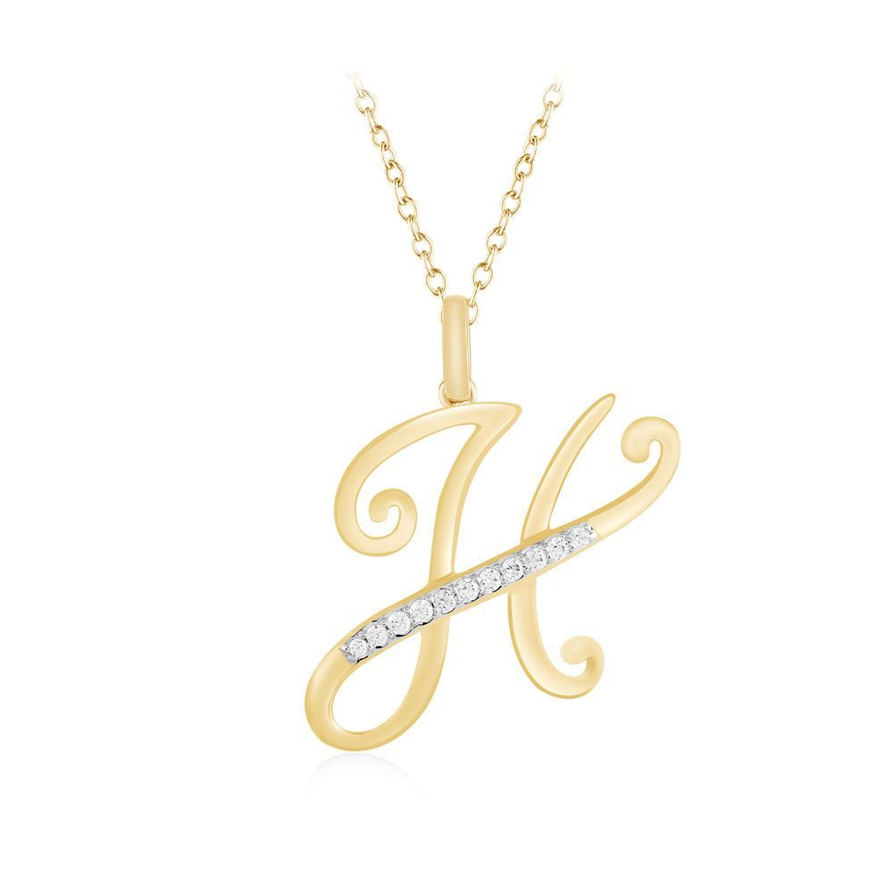Mothers Day Gift Diamond Initial Alphabet Letter H Pendant Chain With Regard To Latest Ampersand Alphabet Locket Element Necklaces (View 10 of 25)