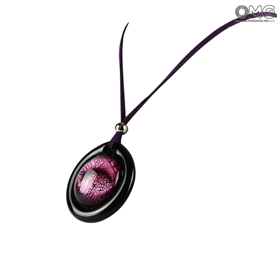 Necklace – Violet Circular Submerged Glass – Original Murano Glass Omg Throughout Latest Pink Murano Glass Leaf Pendant Necklaces (View 10 of 25)
