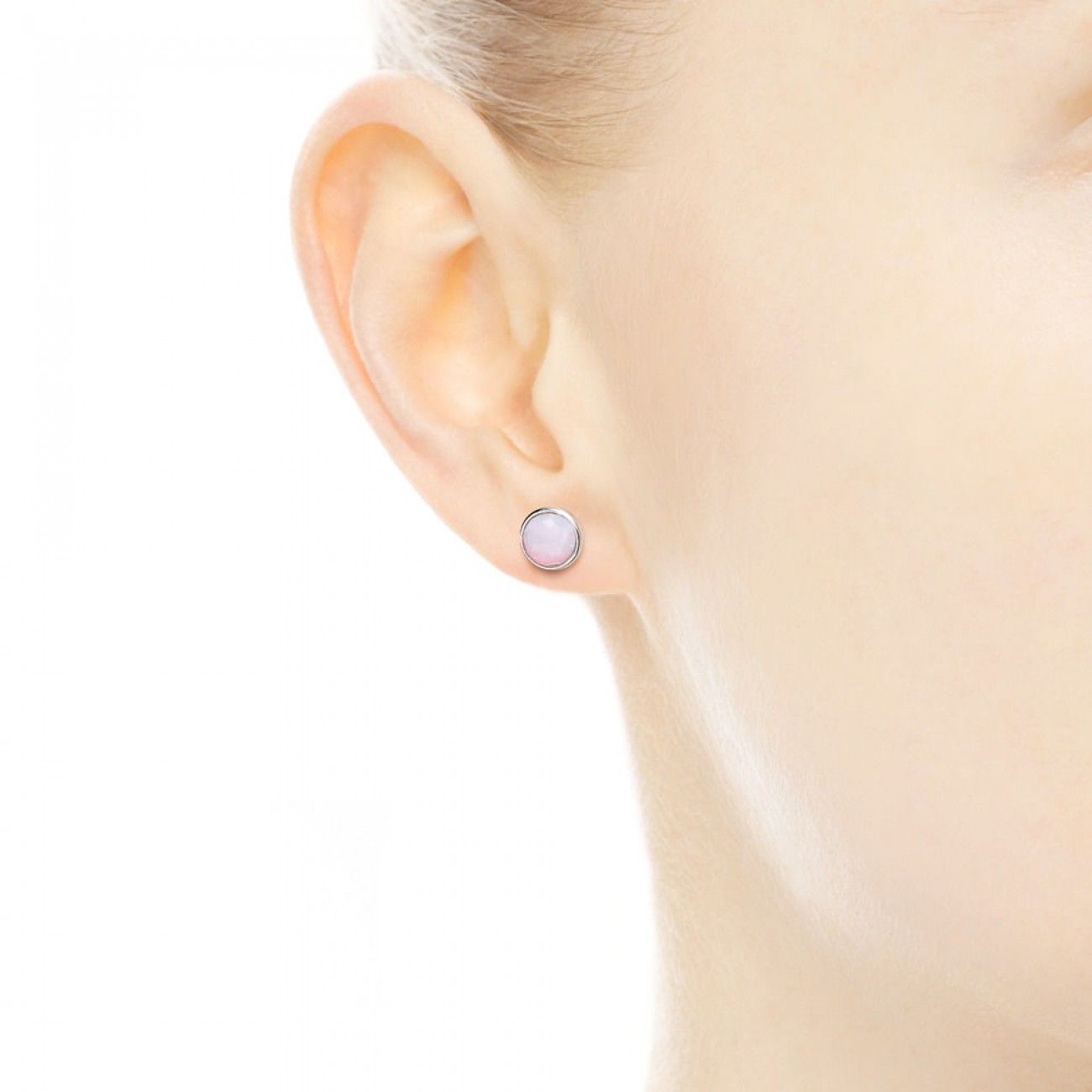 October Droplets Stud Earrings, Opalescent Pink Crystal Intended For 2019 Opalescent Pink Crystal October Droplet Pendant Necklaces (View 9 of 25)