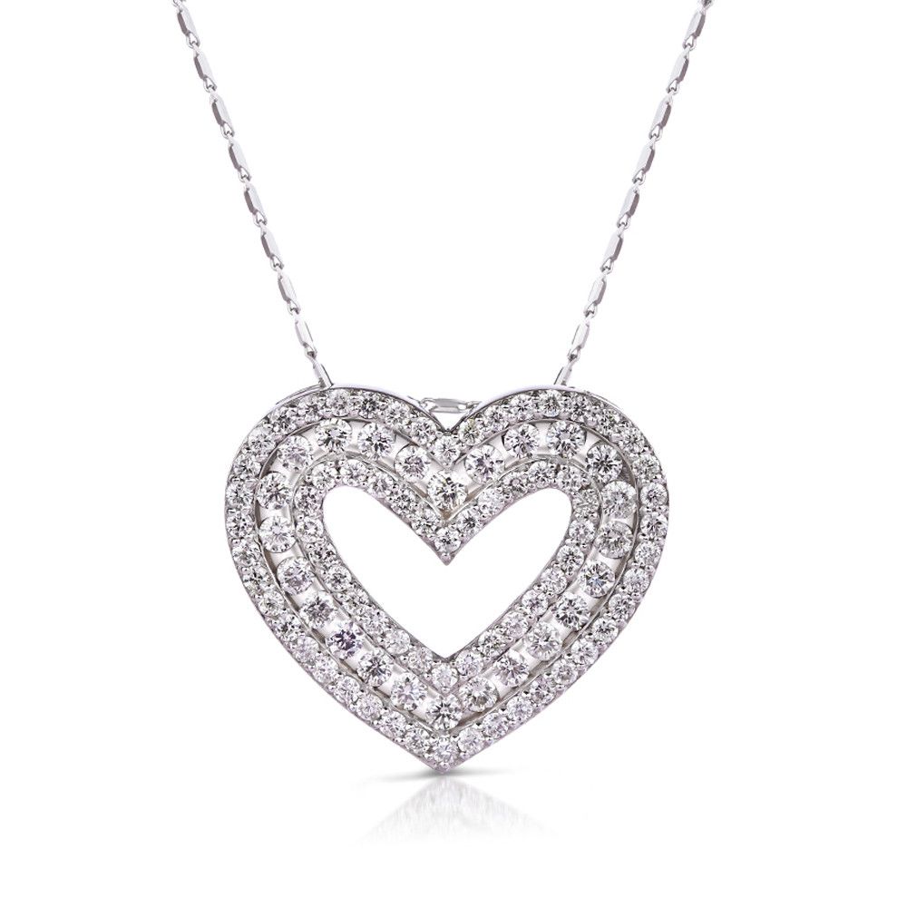Open Heart Diamond Pendant In 14k White Gold ( (View 23 of 25)