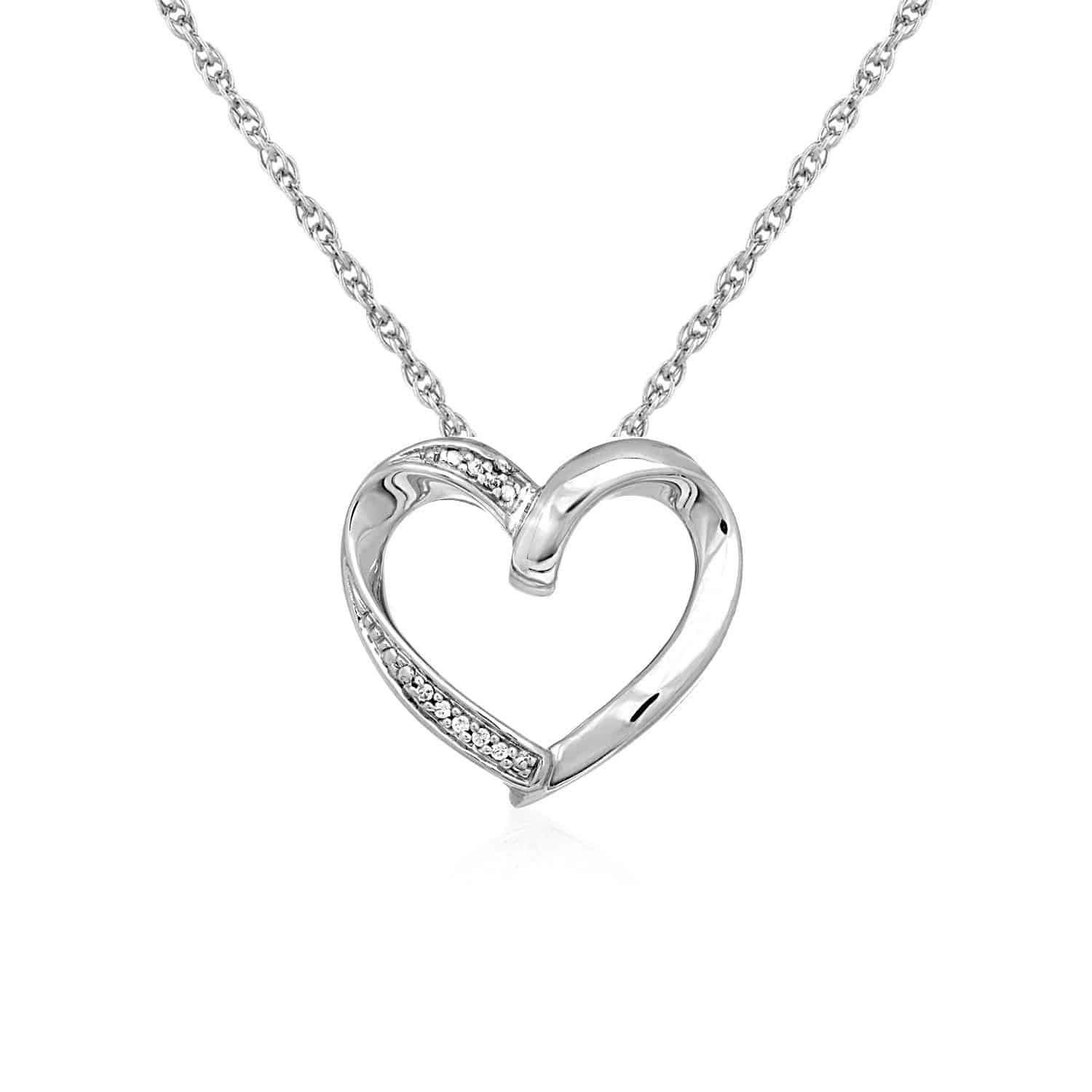 Open Heart Pendant With Diamonds In Sterling Silver In 2019 In Most Up To Date Sparkling Open Heart Necklaces (View 9 of 25)