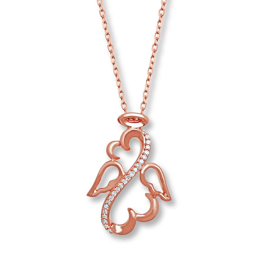 Open Hearts Necklace 1/20 Ct Tw Diamonds 10k Rose Gold Regarding Current Sparkling Open Heart Necklaces (View 17 of 25)