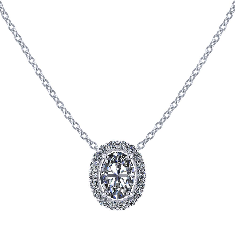 Oval Diamond Halo Necklace | Jewelry Designs Throughout Most Current Oval Sparkle Halo Pendant Necklaces (View 1 of 25)