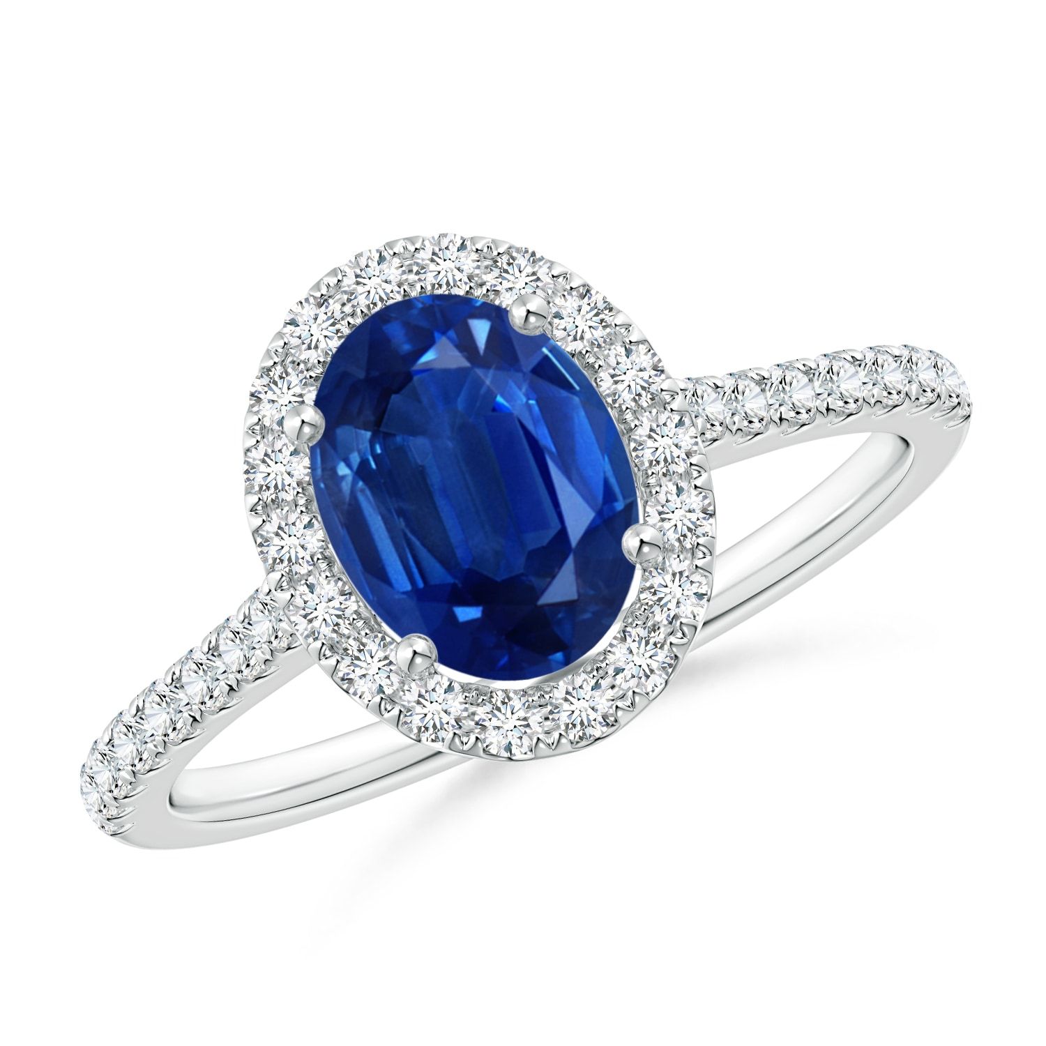 Oval Sapphire Halo Ring With Diamond Accents With 2017 Blue Square Sparkle Halo Rings (View 6 of 25)