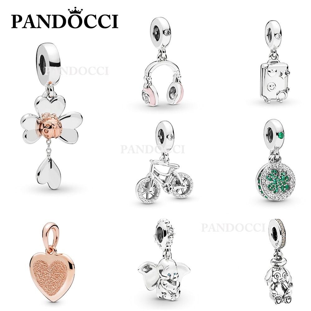 Pandocci 100% 925 Sterling Silver 1:1 Rose Matte Brilliance Heart Ladybird  Pendant Bicycle Suitcase Headphones Hanging Charm With Latest Matte Brilliance Heart Pendant Necklaces (View 4 of 25)