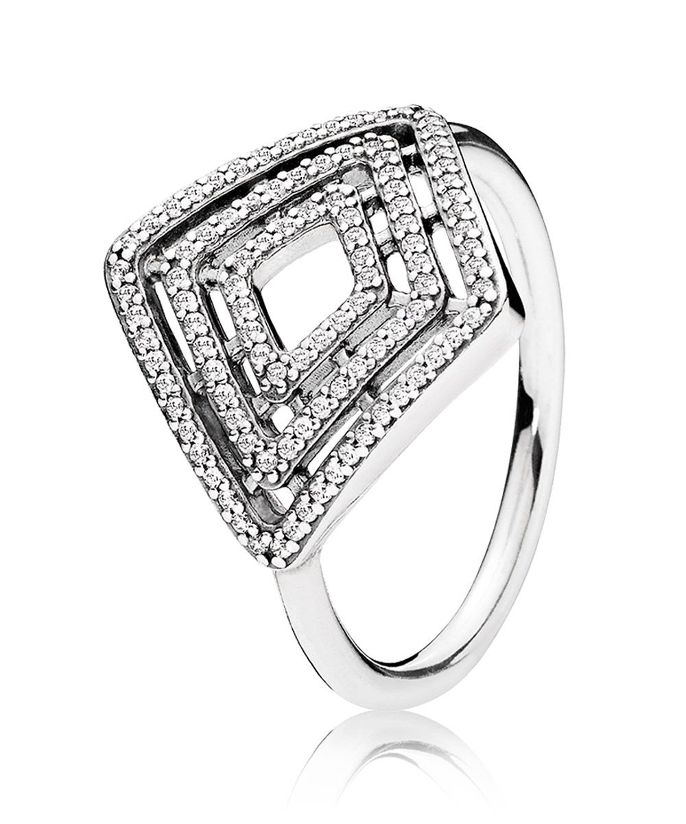Pandora 196210cz Ladies Ring Geometrical Lines With Regard To Most Popular Sparkling Twisted Lines Rings (View 4 of 25)