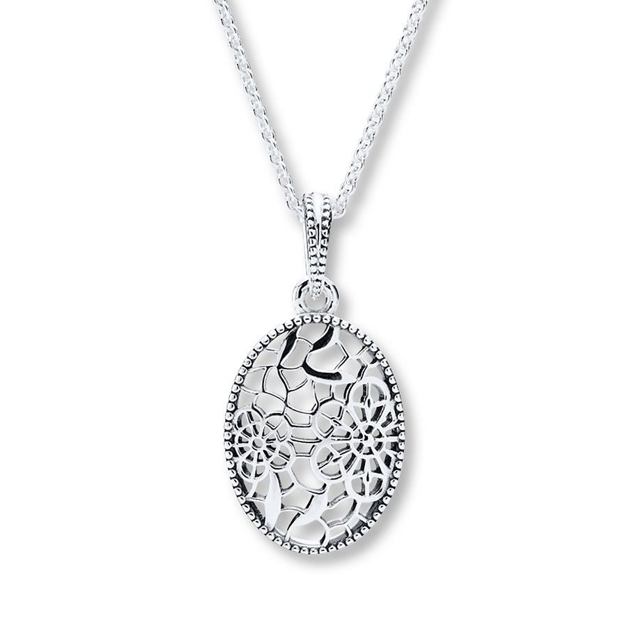 Pandora 23.6" Necklace Floral Daisy Lace Sterling Silver For Most Current Sparkling Gift Locket Element Necklaces (Photo 25 of 25)