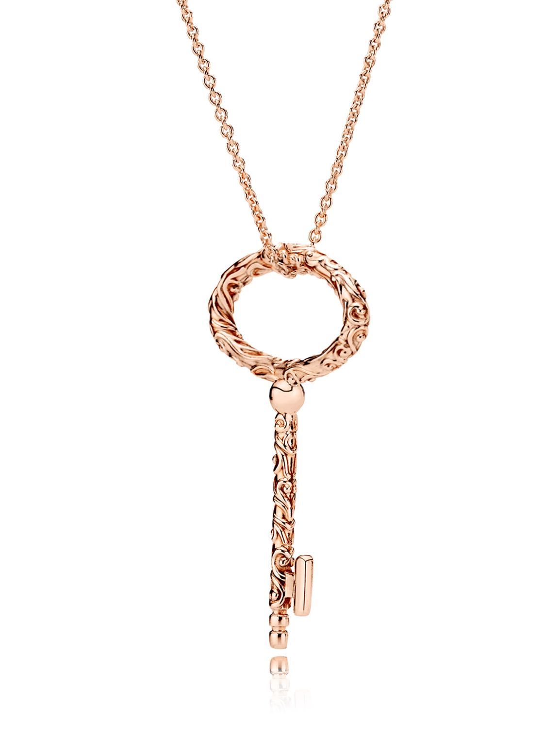 Pandora 387676 90 Ladies' Necklace Regal Key Rose Regarding Latest Pandora Lockets Heart Key Necklaces (View 15 of 25)