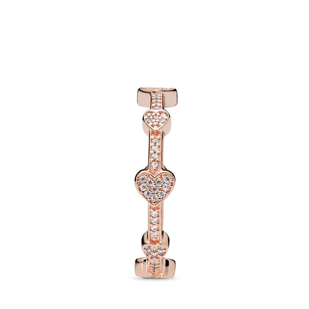 Pandora Alluring Hearts Ring Rose, Cubic Zirkonia Intended For Current Pavé Puzzle Heart Rings (View 16 of 25)