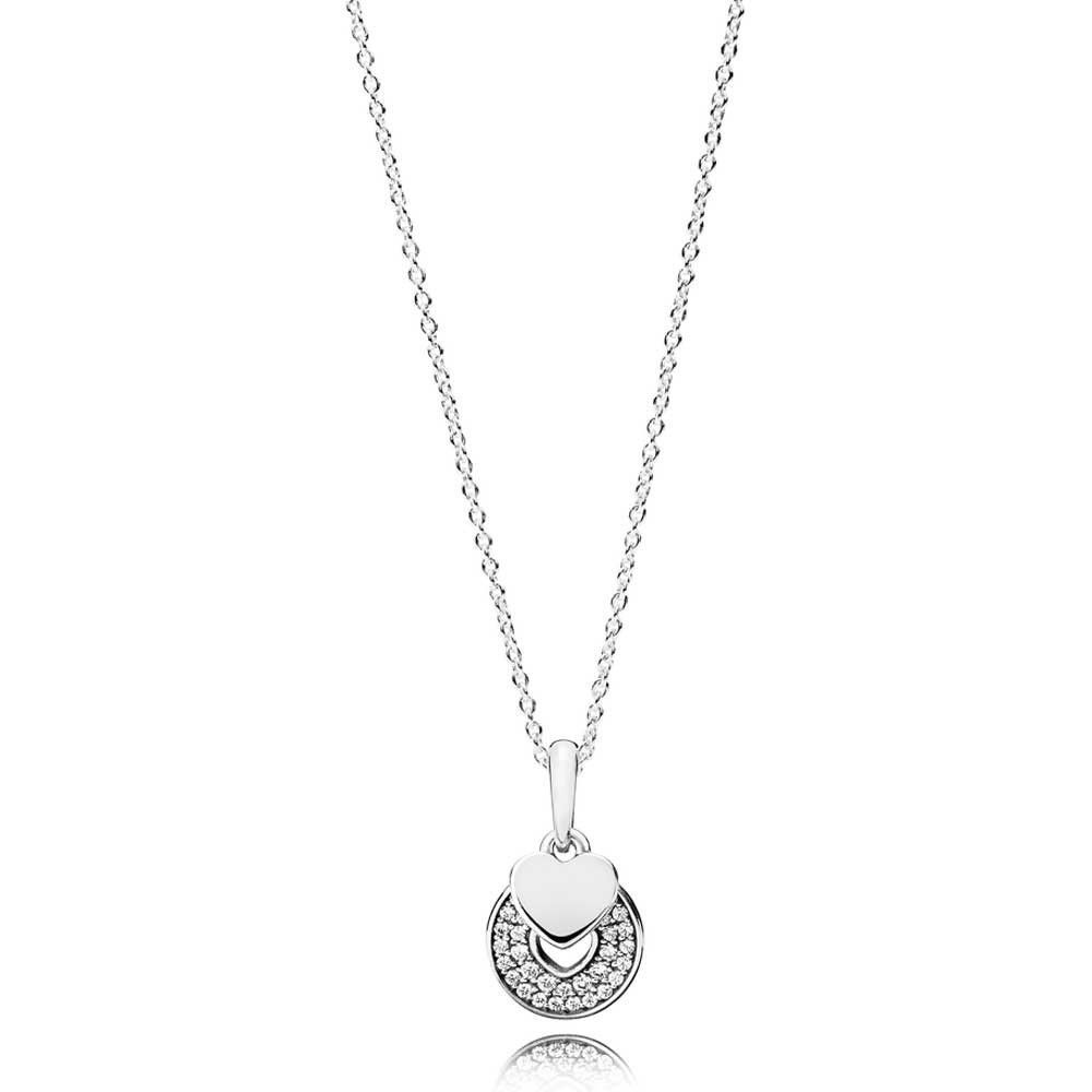 Pandora Celebration Hearts Love Necklace Jsp1184 With Pave Cz Throughout Latest Pandora Logo Pavé Pendant Necklaces (View 5 of 25)