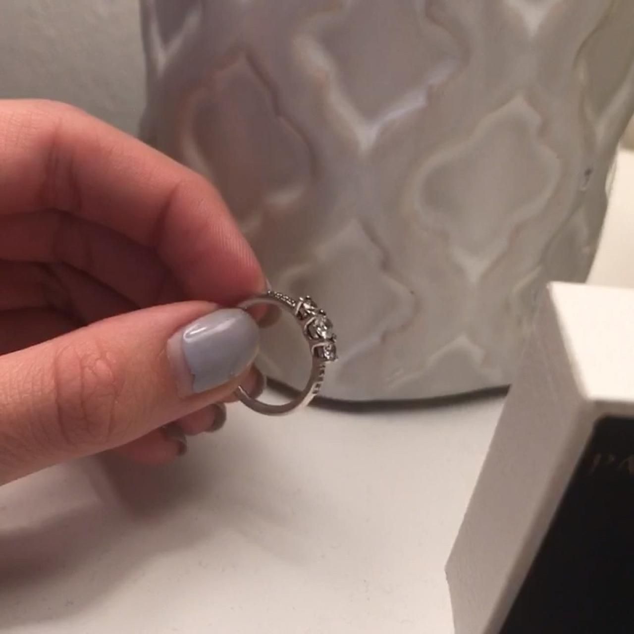 Pandora Fairytale Sparkle/three Clear Stone Ring, 52 – Depop Intended For Current Clear Three Stone Rings (View 1 of 25)