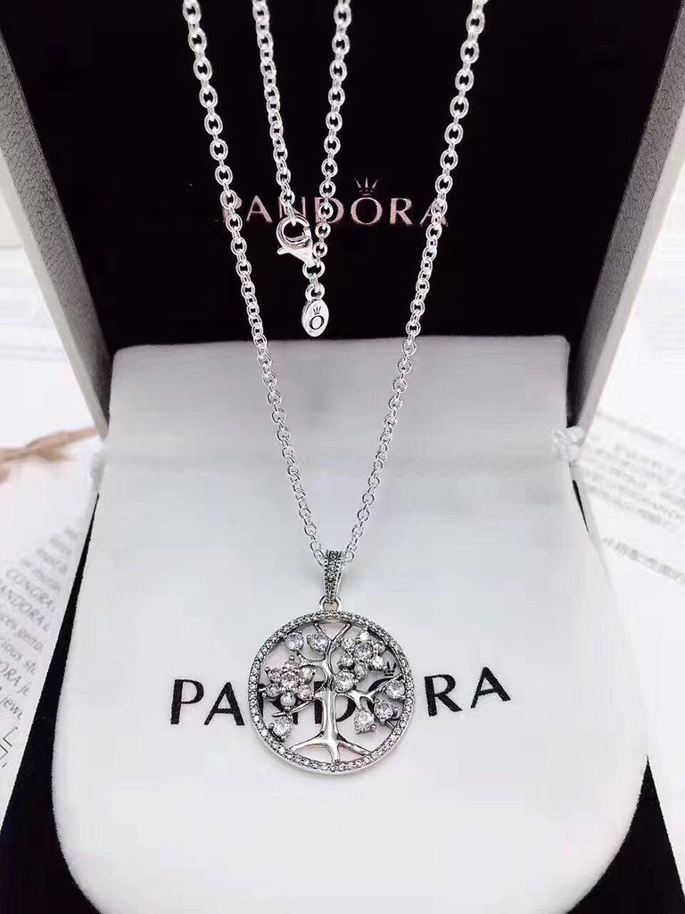 Pandora Family Tree Pendant Necklace 925 Sterling Silver Necklace Within Most Popular Pandora Logo Pavé Pendant Necklaces (View 15 of 25)