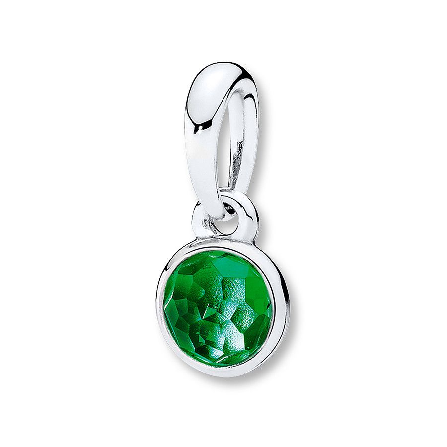 Pandora Necklace Charm May Droplet Sterling Silver With Latest Royal Green Crystal May Droplet Pendant Necklaces (View 3 of 25)