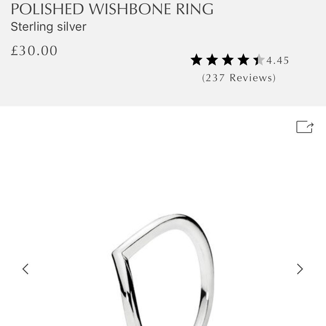 Pandora Ring. Silver Polished Wishbone Ring (View 20 of 25)