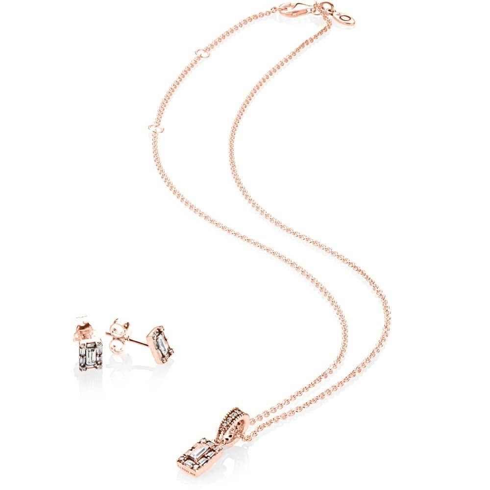 Pandora Rose Ice Baguette Jewellery Set B801014 With Most Popular Sparkling Ice Cube Circle Pendant Necklaces (View 1 of 25)