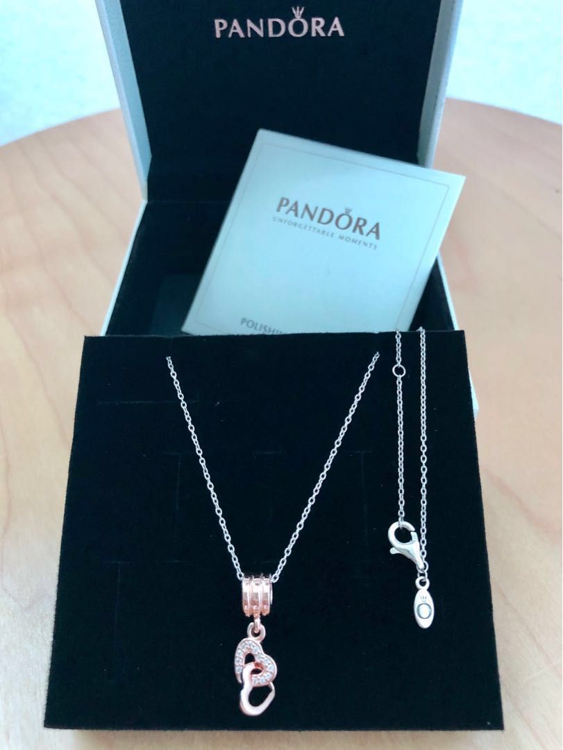 Pandora Rose Interlocked Hearts Necklace For Most Current Interlocked Hearts Collier Necklaces (Photo 25 of 25)