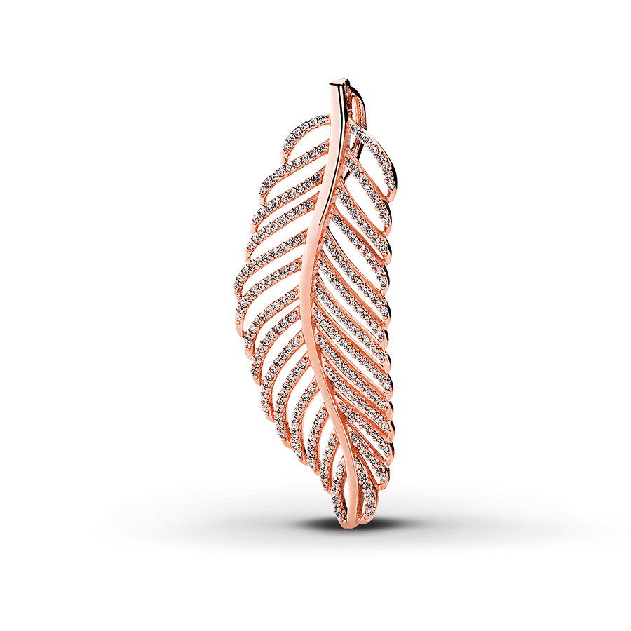 Pandora Rose Necklace Charm Light As A Feather Within Most Up To Date Shimmering Feather Pendant Necklaces (View 14 of 25)