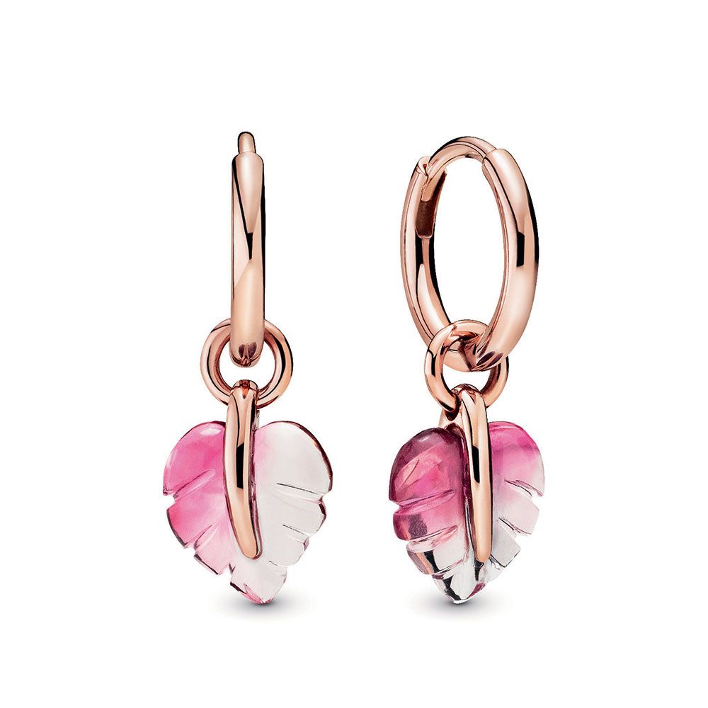Pandora Rose™ Pandora Wonderland Pink Murano Glass Leaf Hoop Earrings Pertaining To Best And Newest Pink Murano Glass Leaf Pendant Necklaces (View 16 of 25)