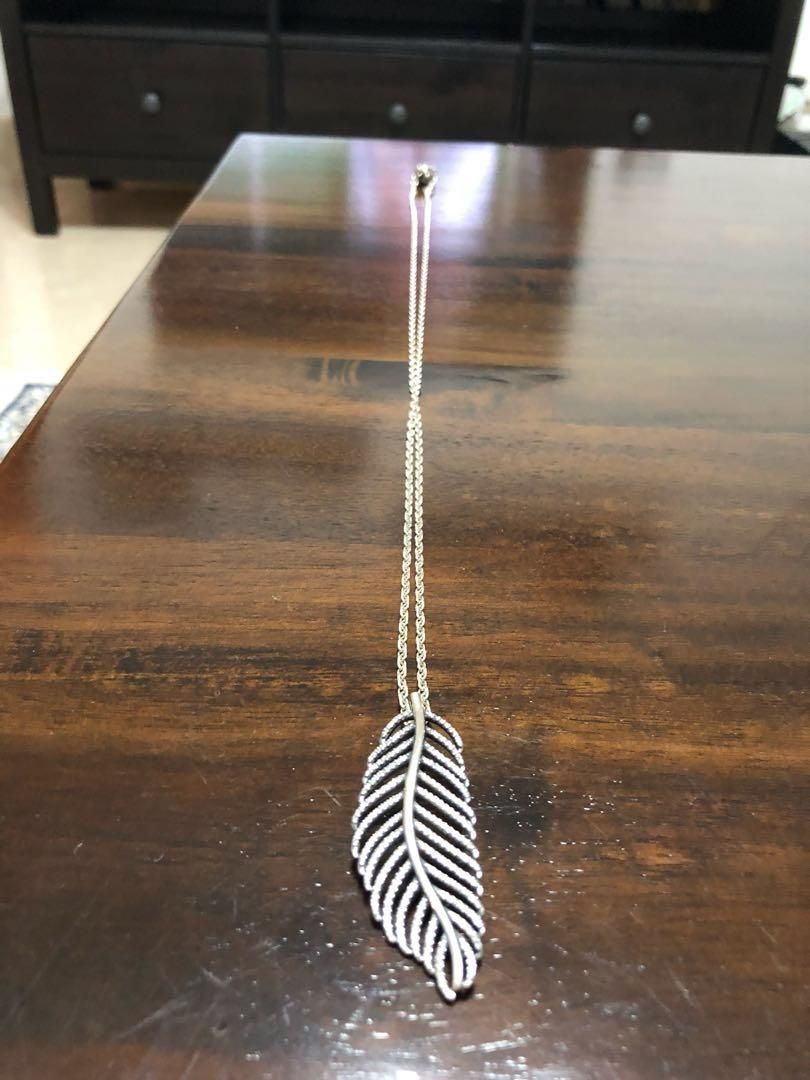 Pandora Shimmering Feather Necklace, Women's Fashion, Jewellery Pertaining To Newest Shimmering Feather Pendant Necklaces (View 23 of 25)