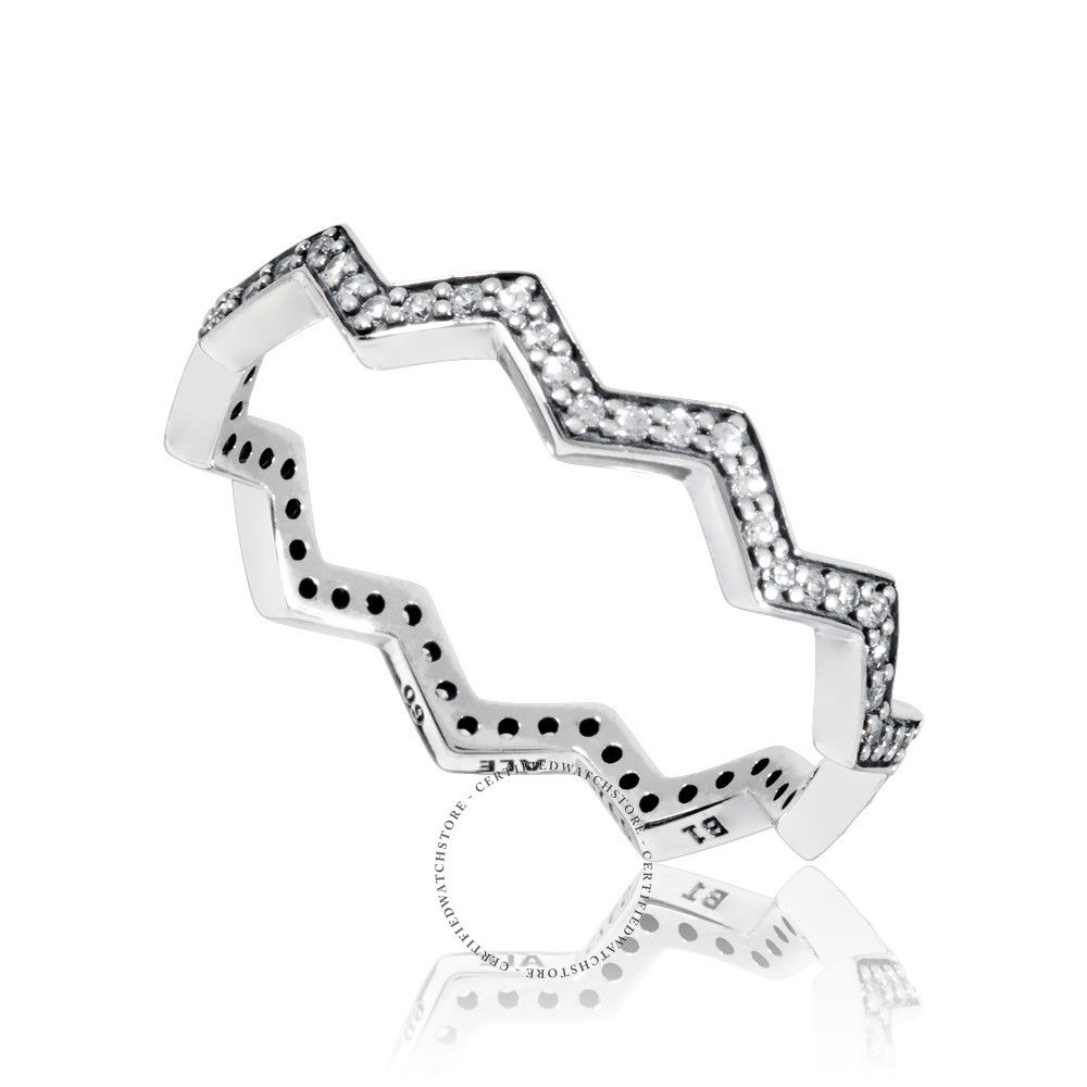 Pandora Shimmering Zig Zag Silver Ring Size 6 With Clear Cz 197751cz 52 Within Latest Shimmering Zigzag Rings (View 4 of 25)