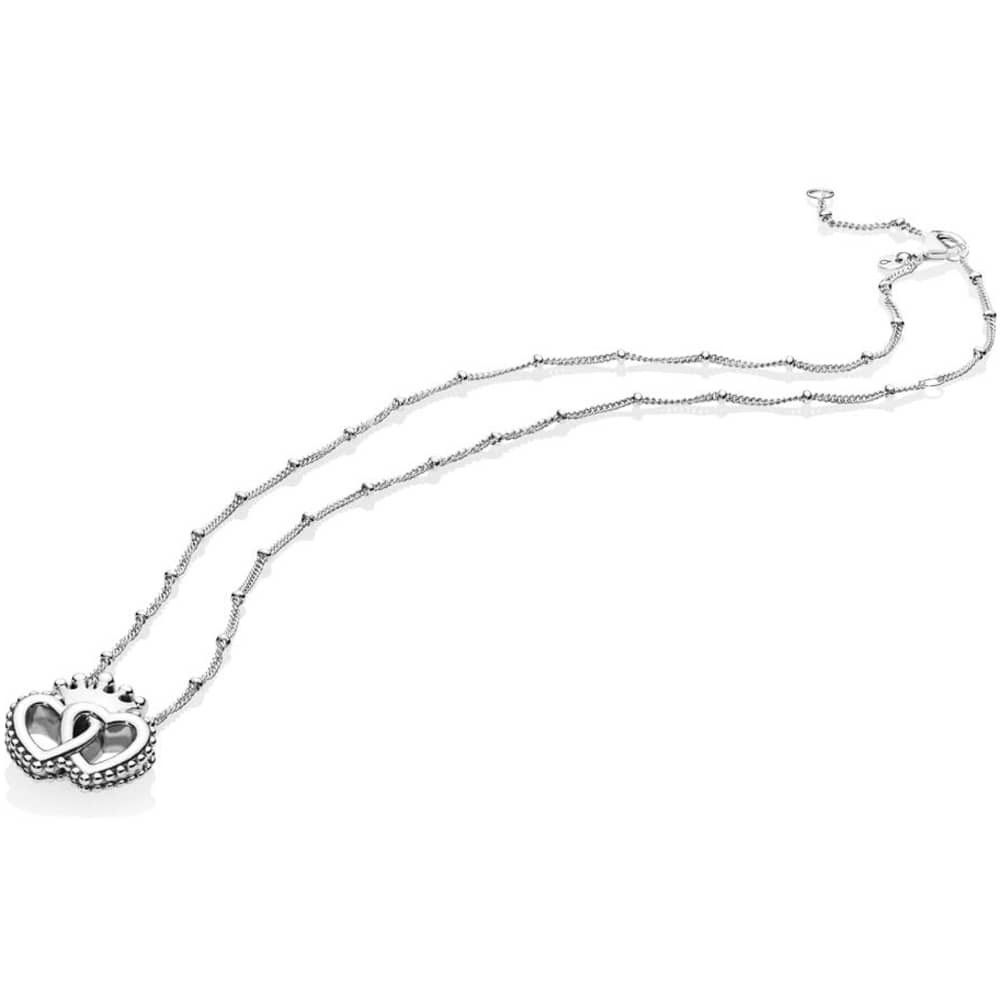 Pandora United Regal Hearts Necklace 397719 Regarding 2019 Crown & Interwined Hearts Pendant Necklaces (View 4 of 25)