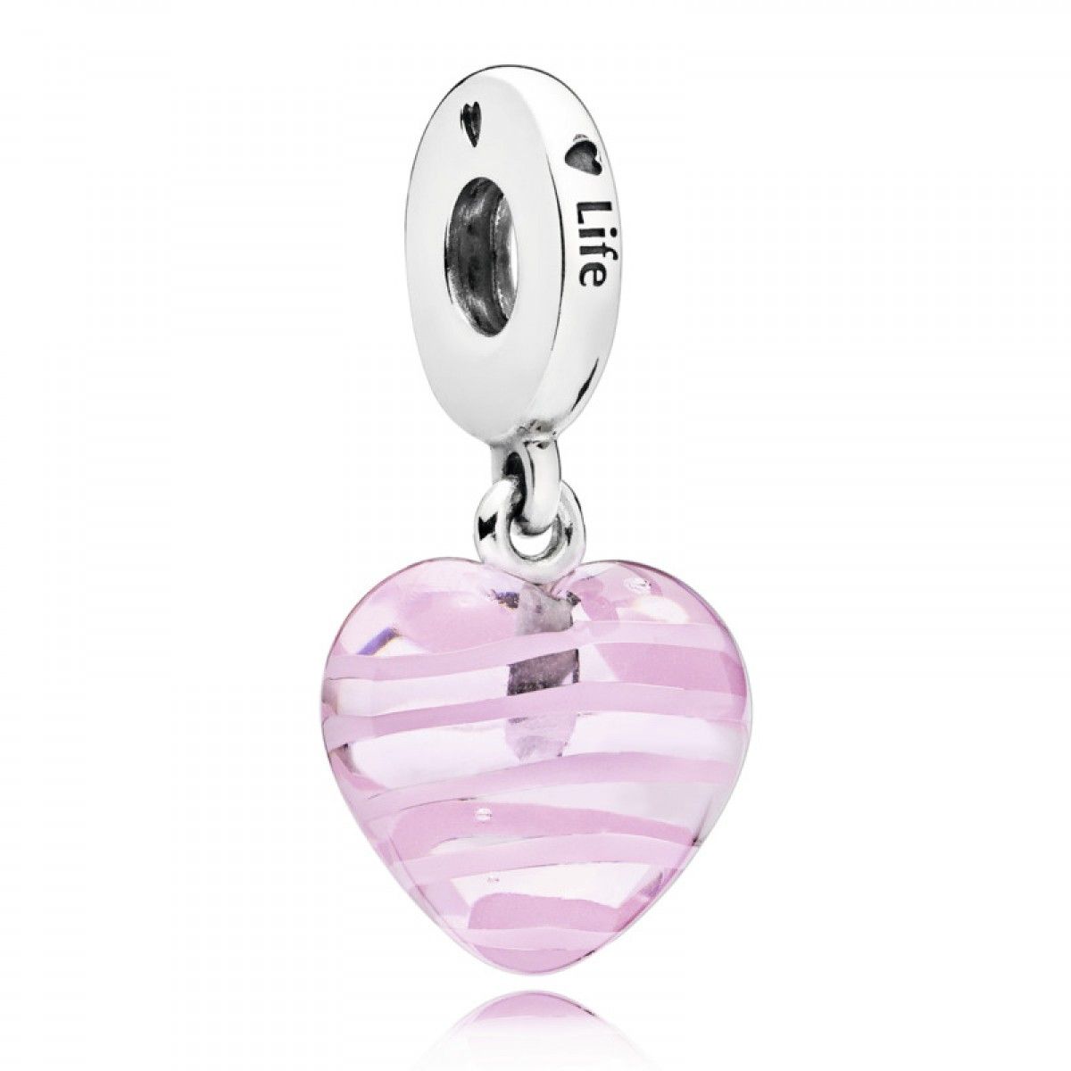 Pandora Woman Heart Silver Dangle With Pink And Transparent Murano Glass  Dangle Charms Throughout Recent Faceted Locket Dangle Charm, Synthetic Amethyst Necklaces (View 19 of 25)
