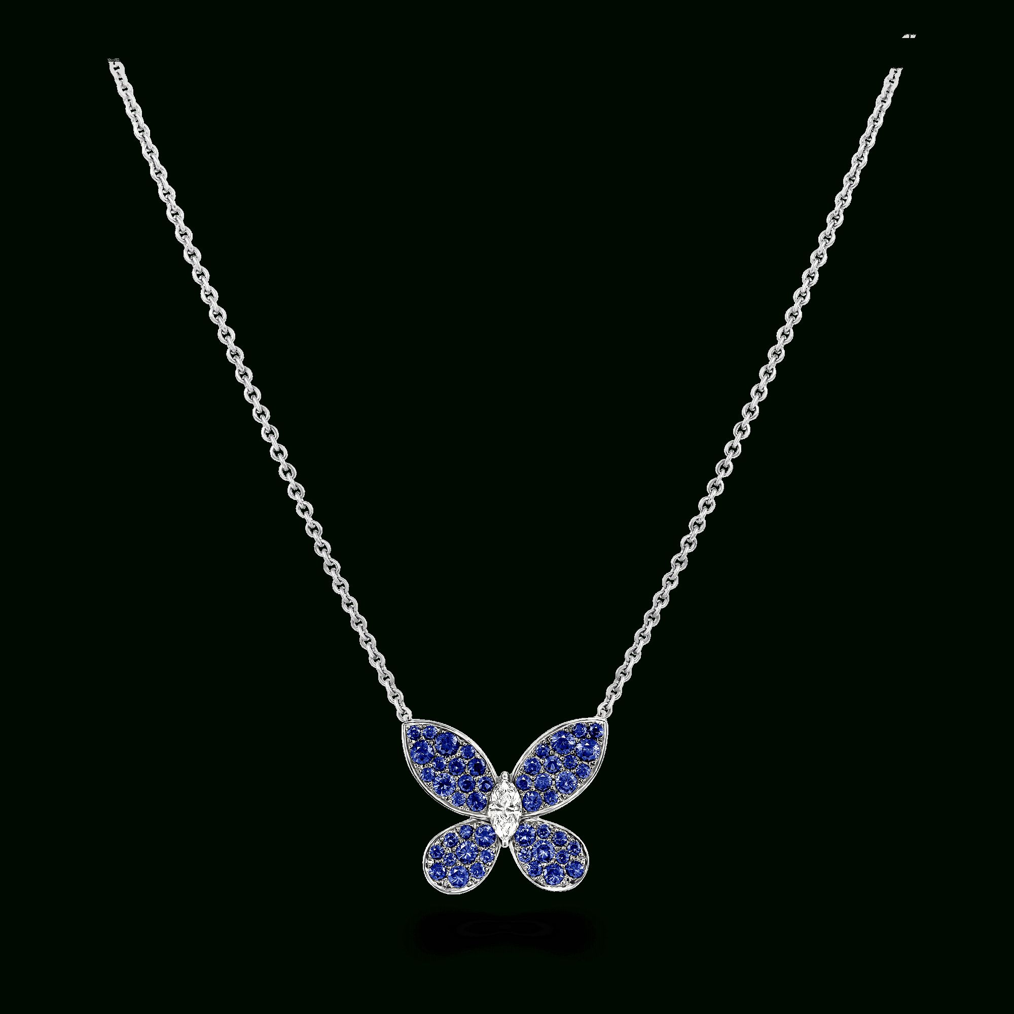 Pavé Butterfly Pendant, Sapphire And Diamond | Graff Within Current Pavé Butterfly Pendant Necklaces (View 5 of 25)