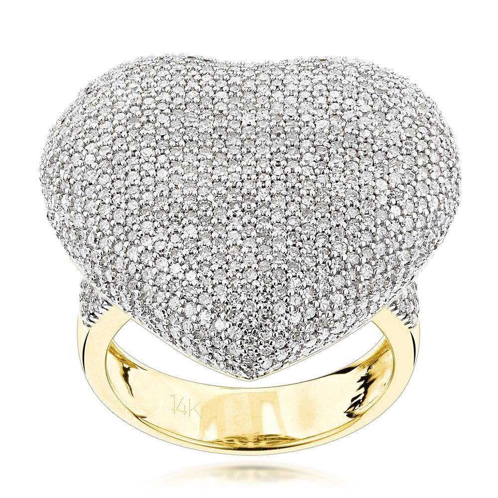 Pave Puffed Diamond Heart Ring  (View 15 of 25)