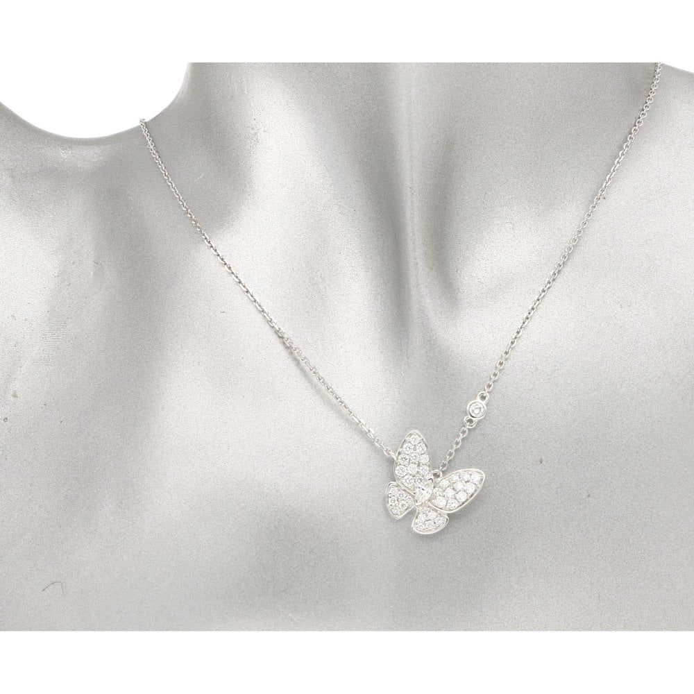 Pave Set Diamond Butterfly Pendant On Chain In White Gold Regarding 2019 Pavé Butterfly Pendant Necklaces (View 3 of 25)
