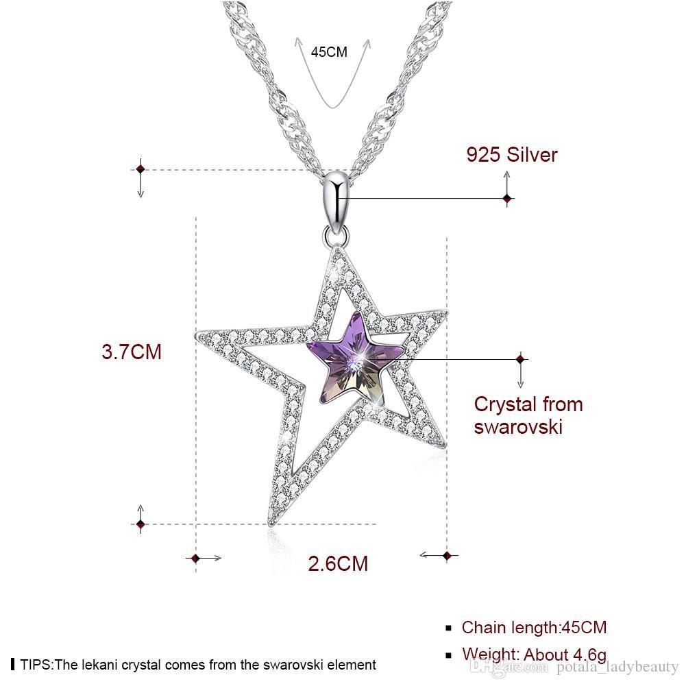 Pendant Necklaces S925 Sterling Silver From Swarovski Elements Big And  Small Pentagram Link Chain Necklace Classic Jewelry Gifts Potala275 For Current Twinkling Christmas Tree Locket Element Necklaces (View 3 of 25)