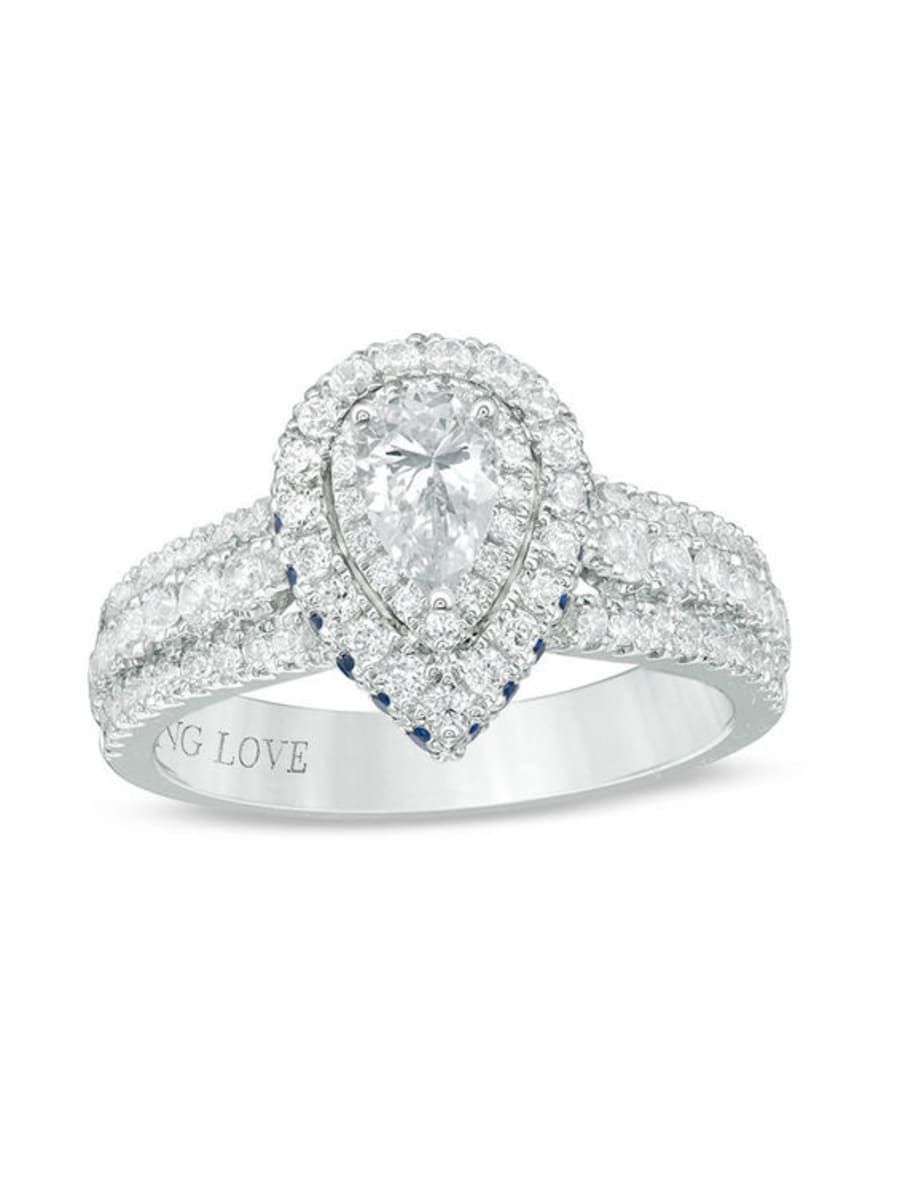 Peoples Vera Wang Love Collection 0.95 Ct. T.w. Pear Shaped With Regard To Most Recently Released Vera Wang Love Collection Diamond Two Row Anniversary Bands In White Gold (Photo 25 of 25)