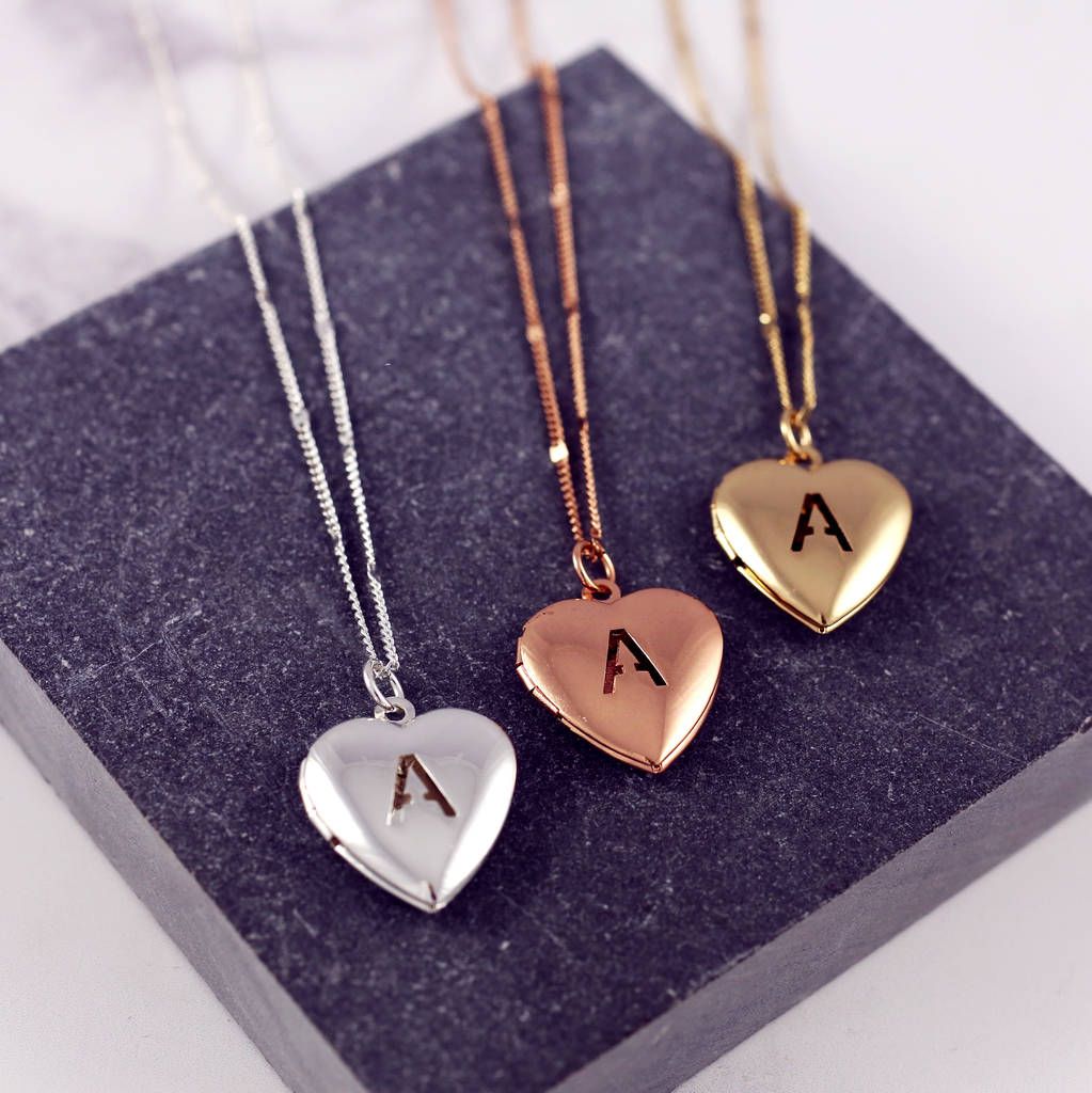 Personalised Heart Letter Locket Necklace Intended For Most Current Letter A Alphabet Locket Element Necklaces (View 11 of 25)
