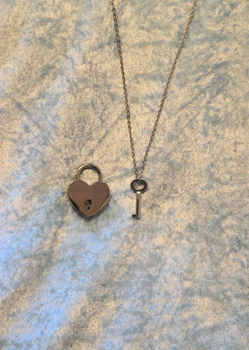 Personalised Lockable Heart Shaped Padlock. Bdsm. Key On Necklace  .engraved. Slave, Bondage, Restraint (View 1 of 25)